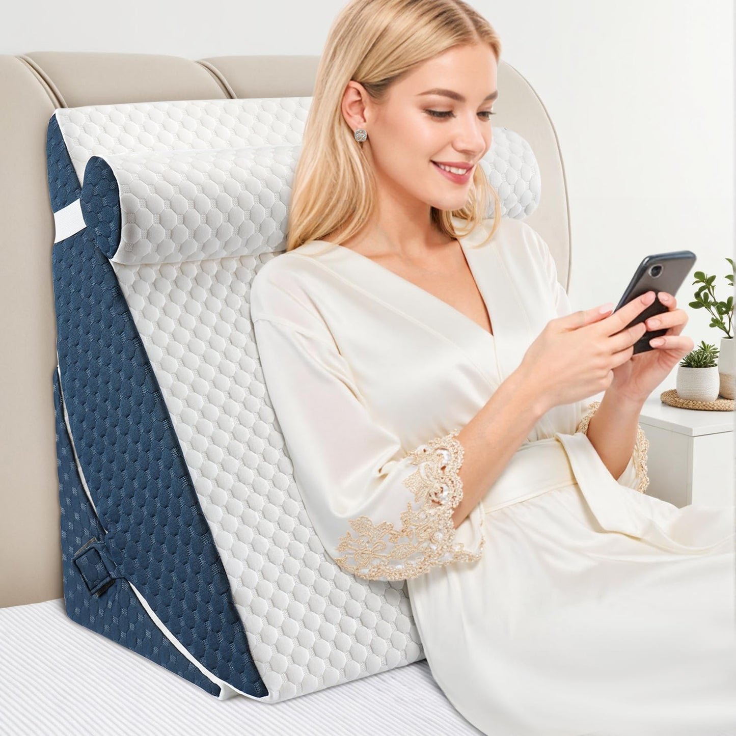 Bed Wedge Pillow for Sleeping, Adjustable 7 &12 Inch Foam Wedge Pillow for Post Surgery, Elevated Triangle Pillow for Acid Reflux, Back Pain Relief, Leg Support,3pack