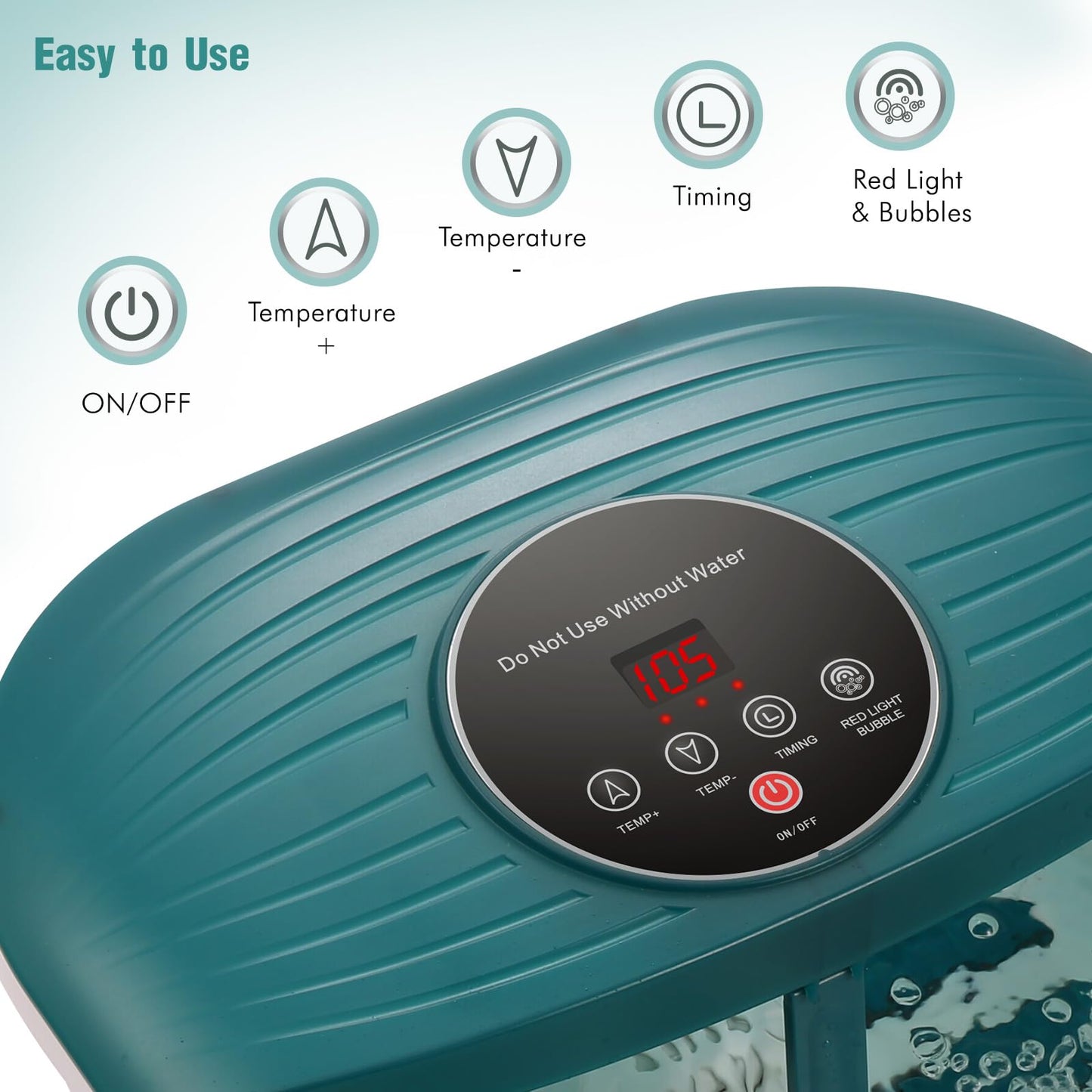 Collapsible Foot Spa Bath Massager with Heat, Bubble, 35-48℃ /95-118℉ Adjustable Temperature Fast Heating, Massage Rollers(Non-electric) with Detachable Massage Points Relief at Home