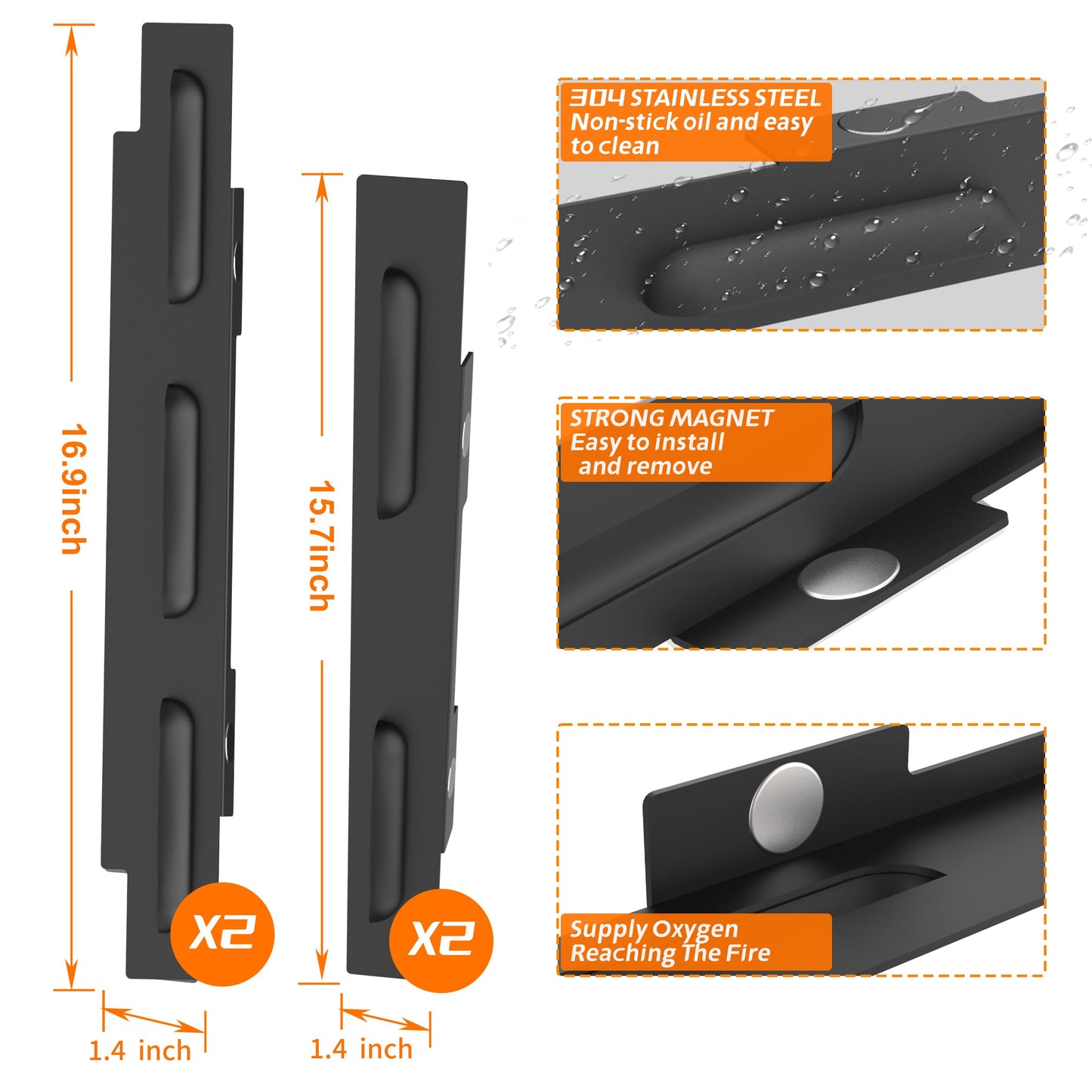 Wind Guards for Blackstone 36'' Griddle, Grill Accessories for Blackstone 36 Inch, Magnetic Stainless Steel Wind Screen for Holding Heat, Hood and Rear Grease Cup, Heat Shield for Side Table