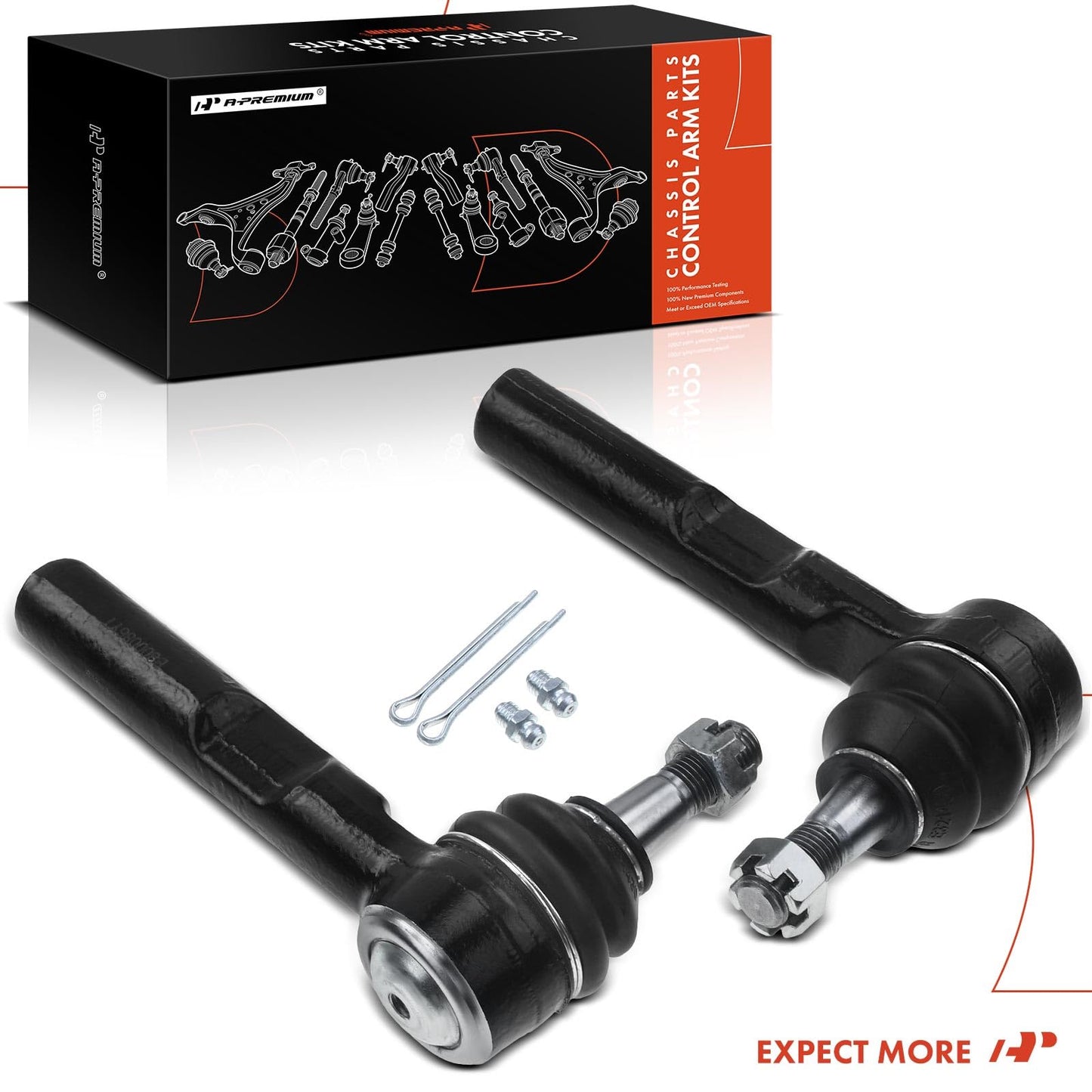 A-Premium 2 x Front Outer Tie Rod Ends, Compatible with Chevrolet Malibu 2004-2012, Saturn Aura 2007-2009, Pontiac G6 2005-2010