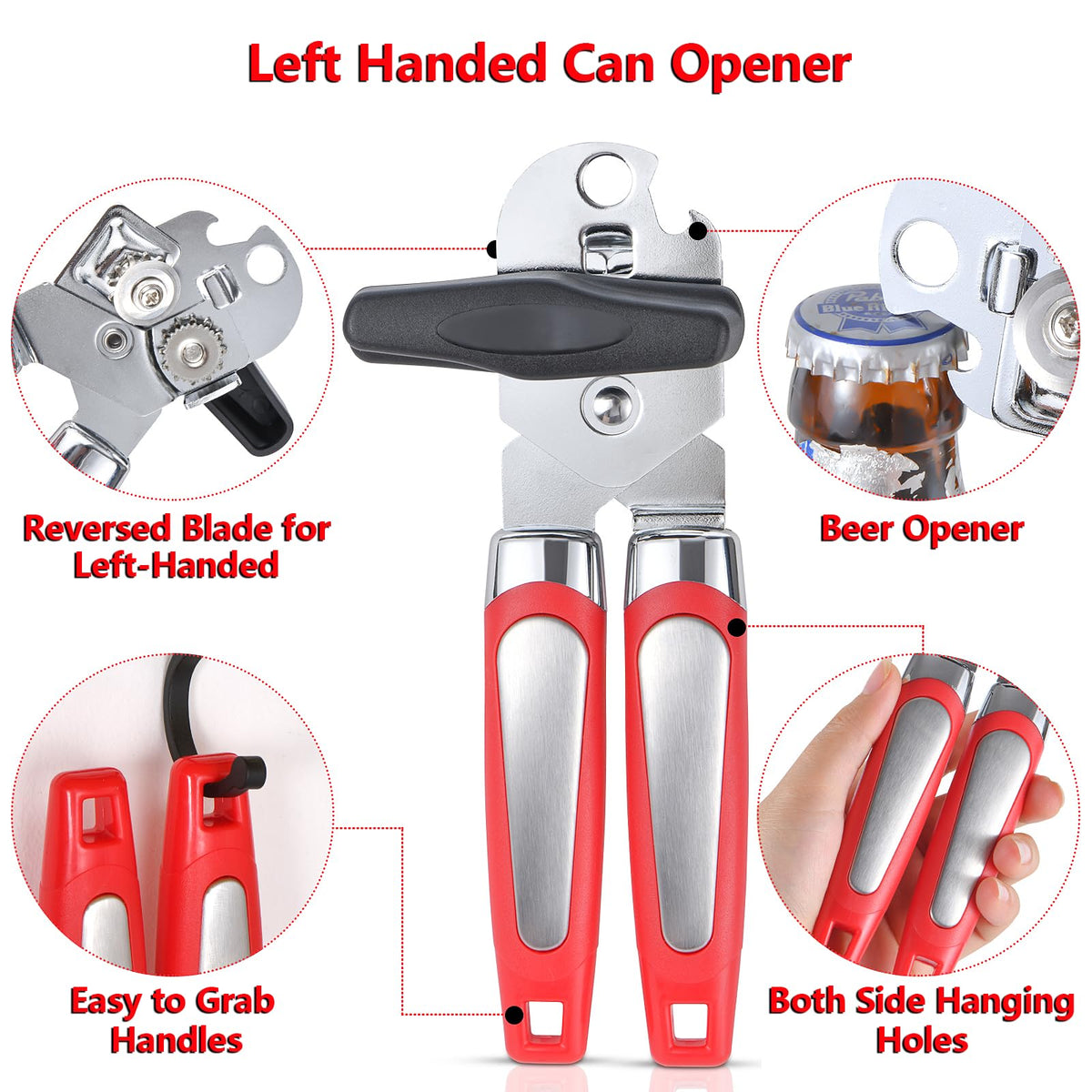 Left Handed Scissors, Kitchen Poultry Shears and Can Opener, Peeler Set, Lefty Tools Utensils for Left Hand People/Adults (4 in 1)