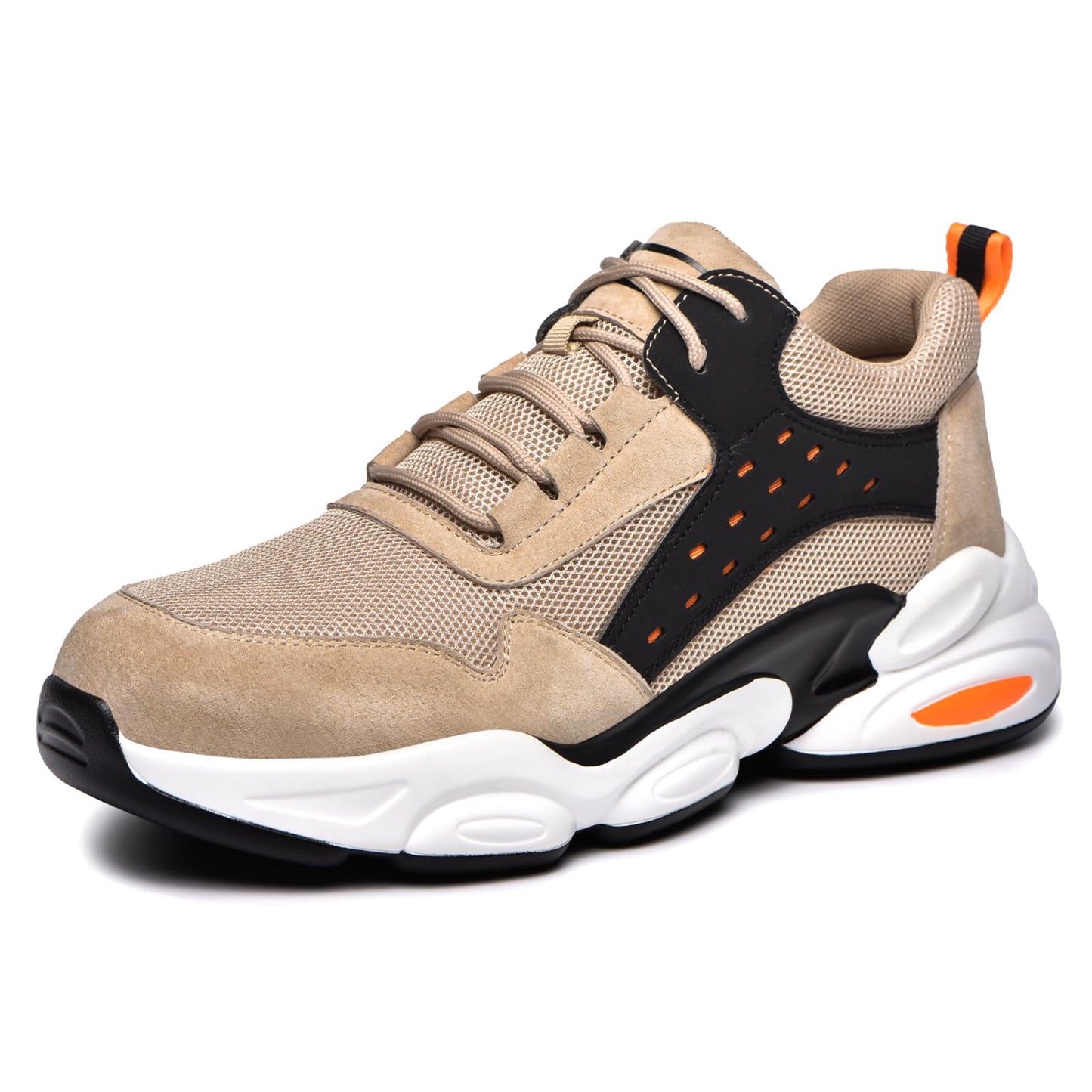 USOR Safety Shoes Steel Toe Cap Work Boot for Men Women Safety Boots Mens Steel Cap Puncture Resistant Shoes Lightweight Breathable Comfortable Industrial Construction Sneakers Khaki46