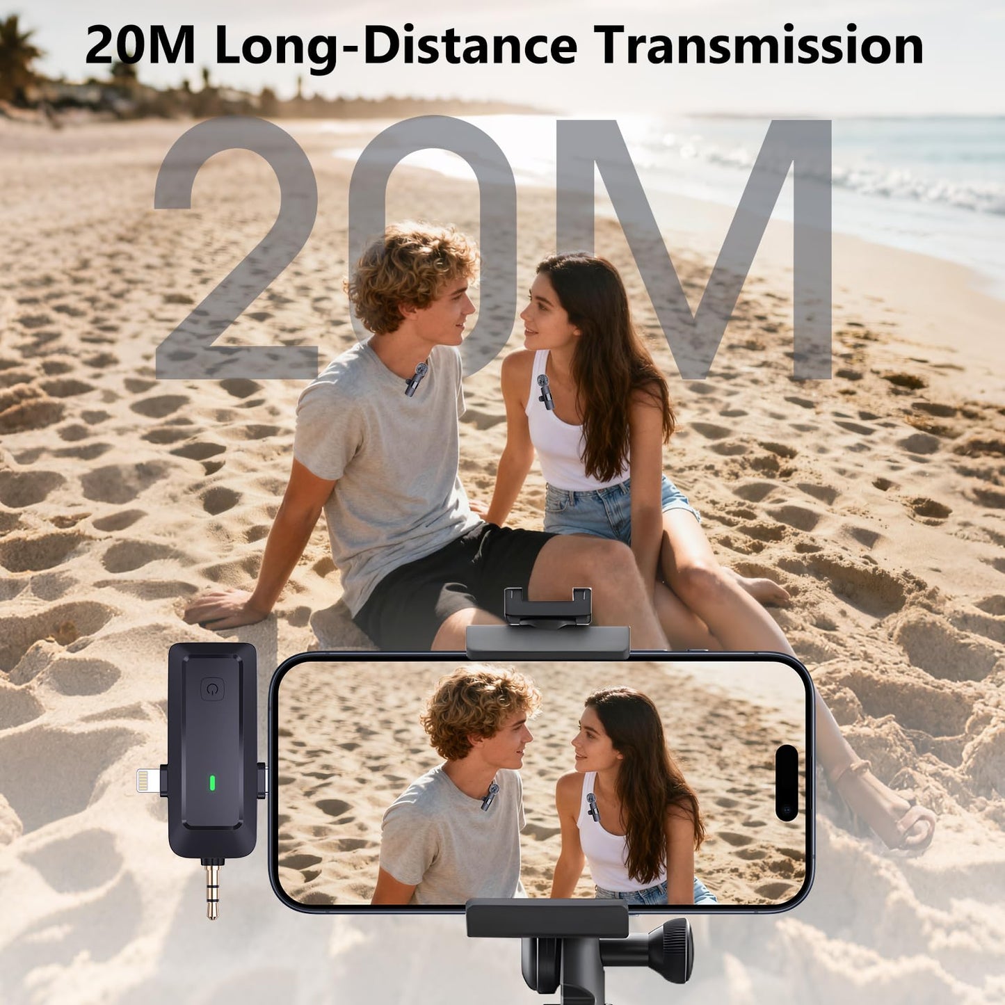 Wireless Lavalier Microphone for iPhone/Android/Camera/Computer - 4 in 1 Clip-on Microphone with Noise Reduction for Outdoor Vlogging, Interview, TikTok, Live Streaming, Video, Vocal Microphones