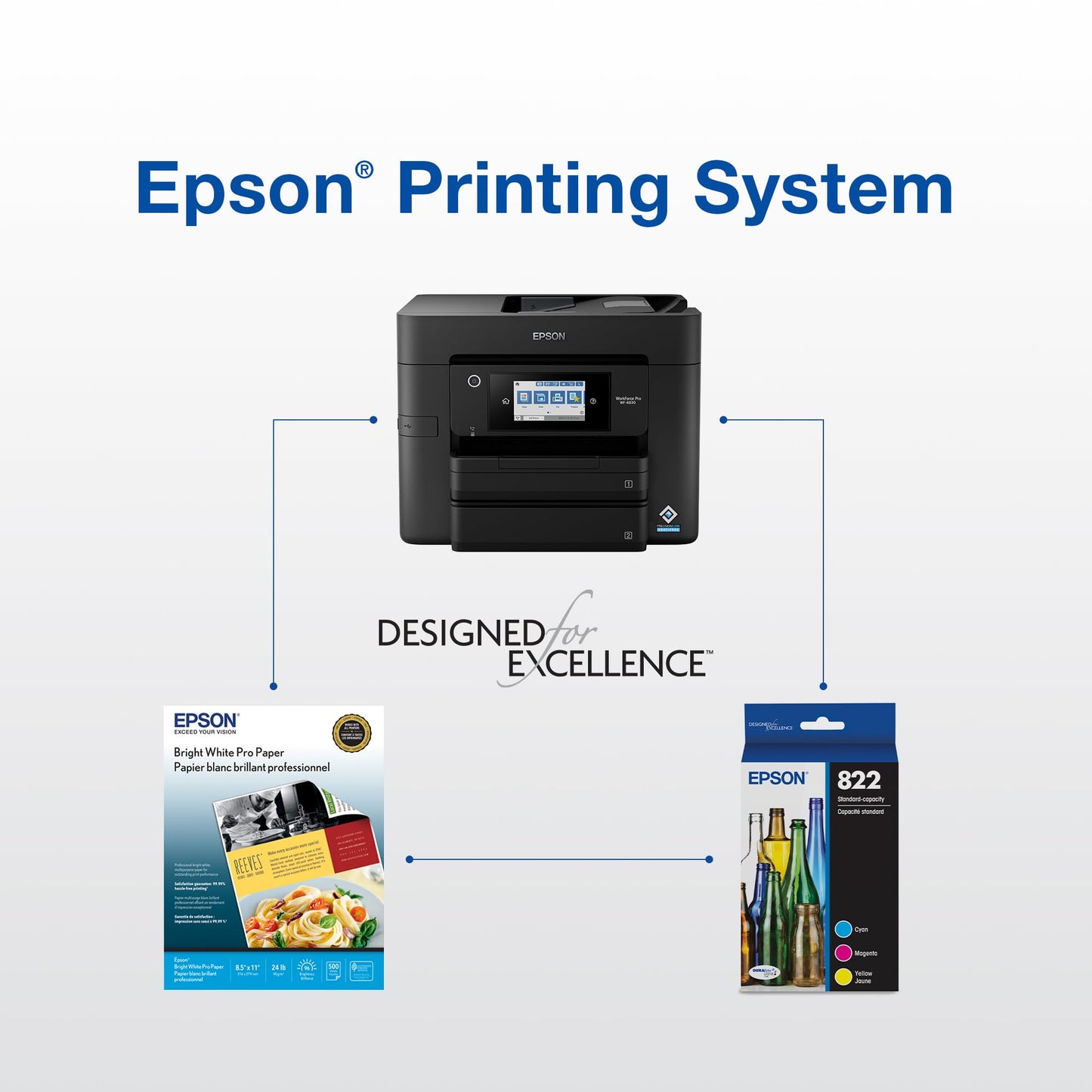 EPSON 822 DURABrite Ultra Ink High Capacity Cyan Cartridge (T822XL220-S) Works with WorkForce Pro WF-3820,3823, 4820, 4830, 4833, 4834