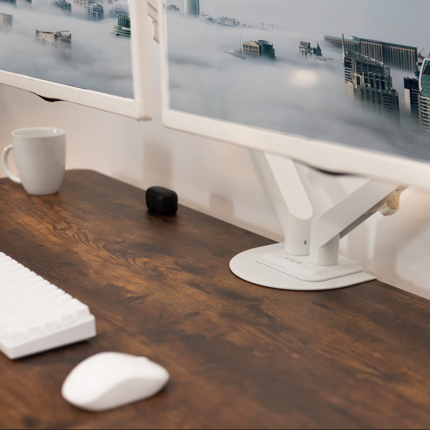 VIVO Steel Reinforcement Bracket Mount Plate for Thin, Glass, and Other Fragile Table Tops, Clamp Compatible with Most Monitor Stand C-Clamp Installations, White, STAND-AC01RW