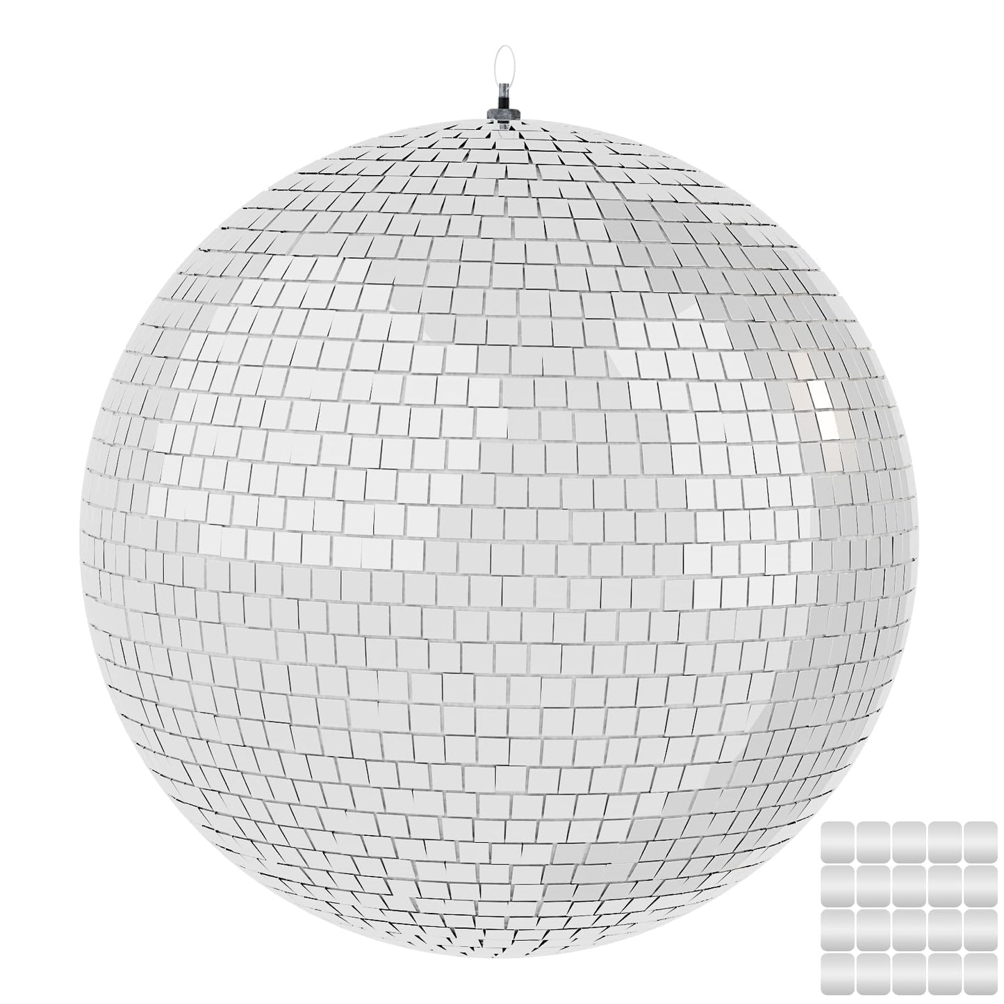 12 Inch Mirror Disco Ball lamp, Silver 12" Disco Ball Decor Hanging Disco Ball for Party Wedding Holiday Home Decoration, Disco Ball x 1pc, Replacement Mirror x 20pcs, Big Disco Ball (Silver, 12inch)