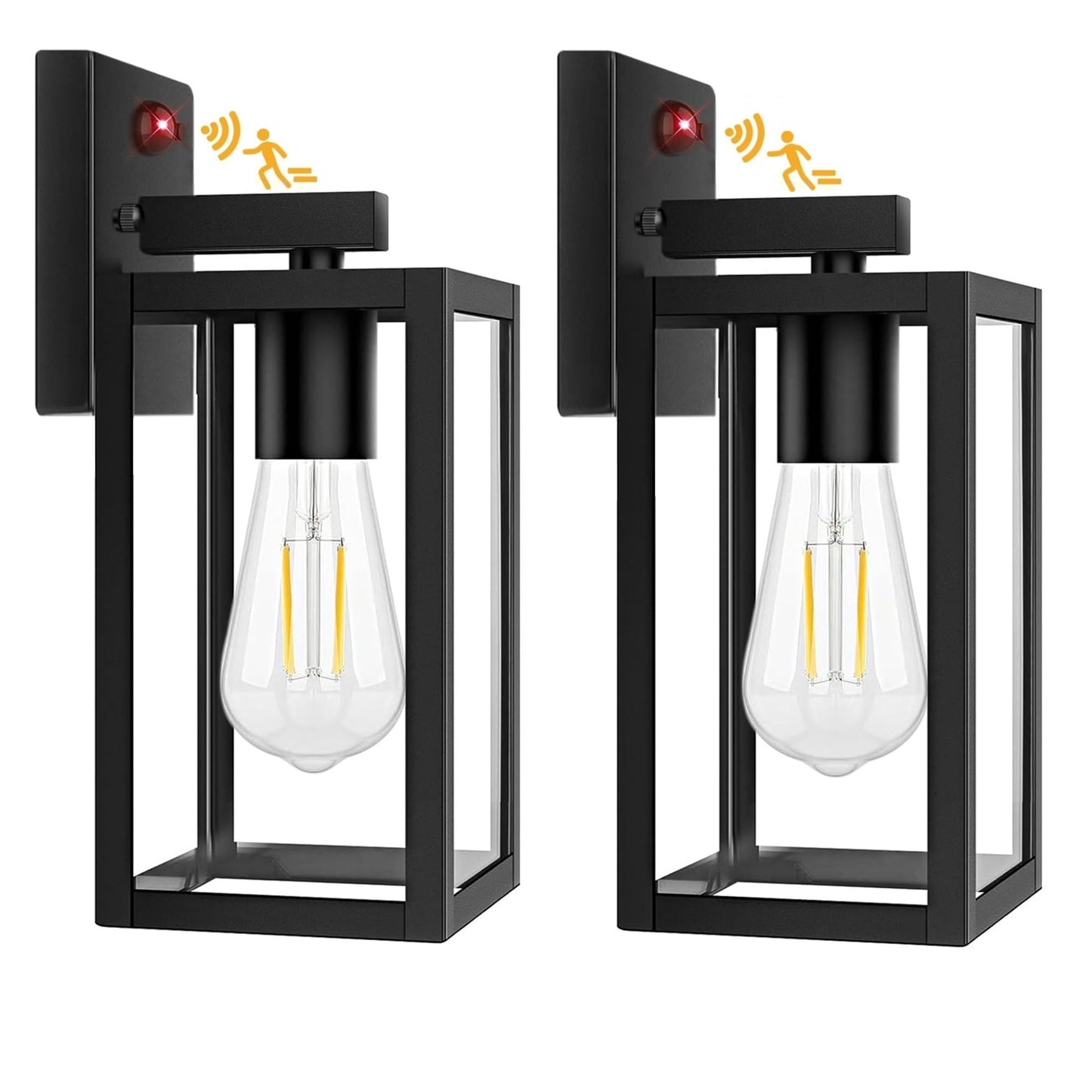 JESENBIL Motion Sensor Outdoor Lighting, 2 Pack Dusk to Dawn Outdoor Wall Lights, Waterproof Exterior Light Fixture Wall Mount, Aluminum Porch Light Outside Light for House