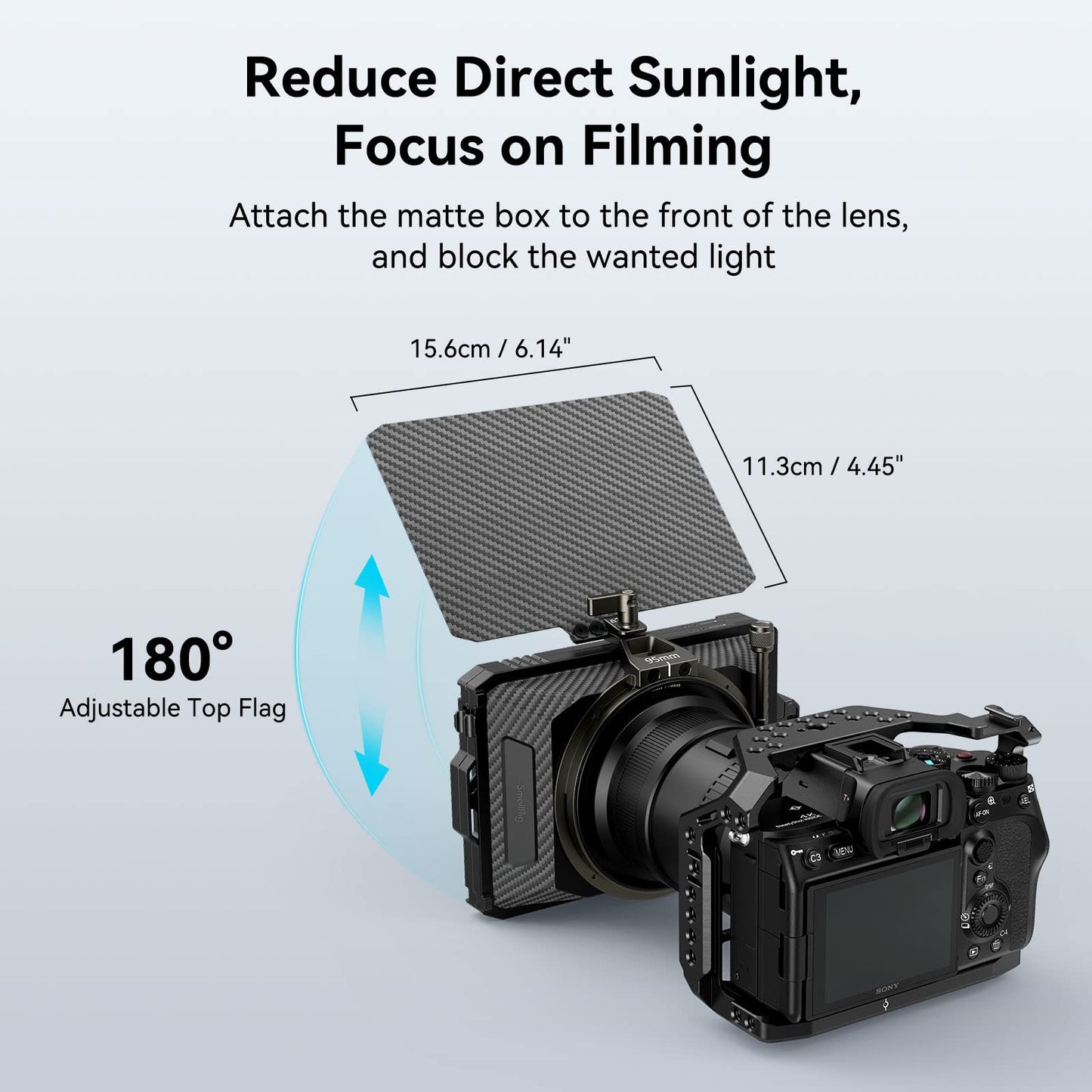 SmallRig Mini Matte Box Lite with Top Flag for DSLRs and Mirrorless Cameras, Compatible with 67mm/72mm/77mm/82mm/95mm Lenses, Comes with Filter Tray - 3575