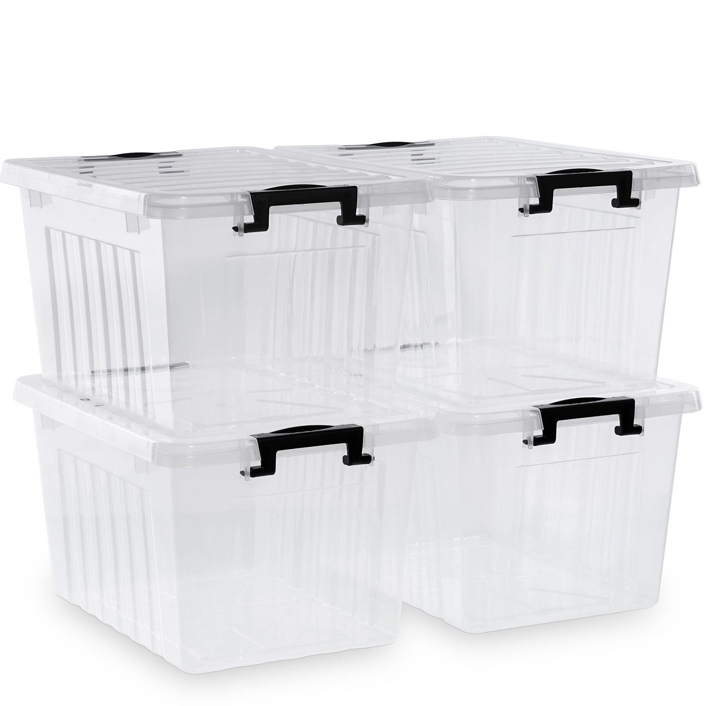 Citylife 24L Clear Plastic Storage Bins with Lids Stackable and Nestable Storage Boxes with Lids Large Plastic Storage Containers for Garage, Closet, Kitchen, 4 Packs
