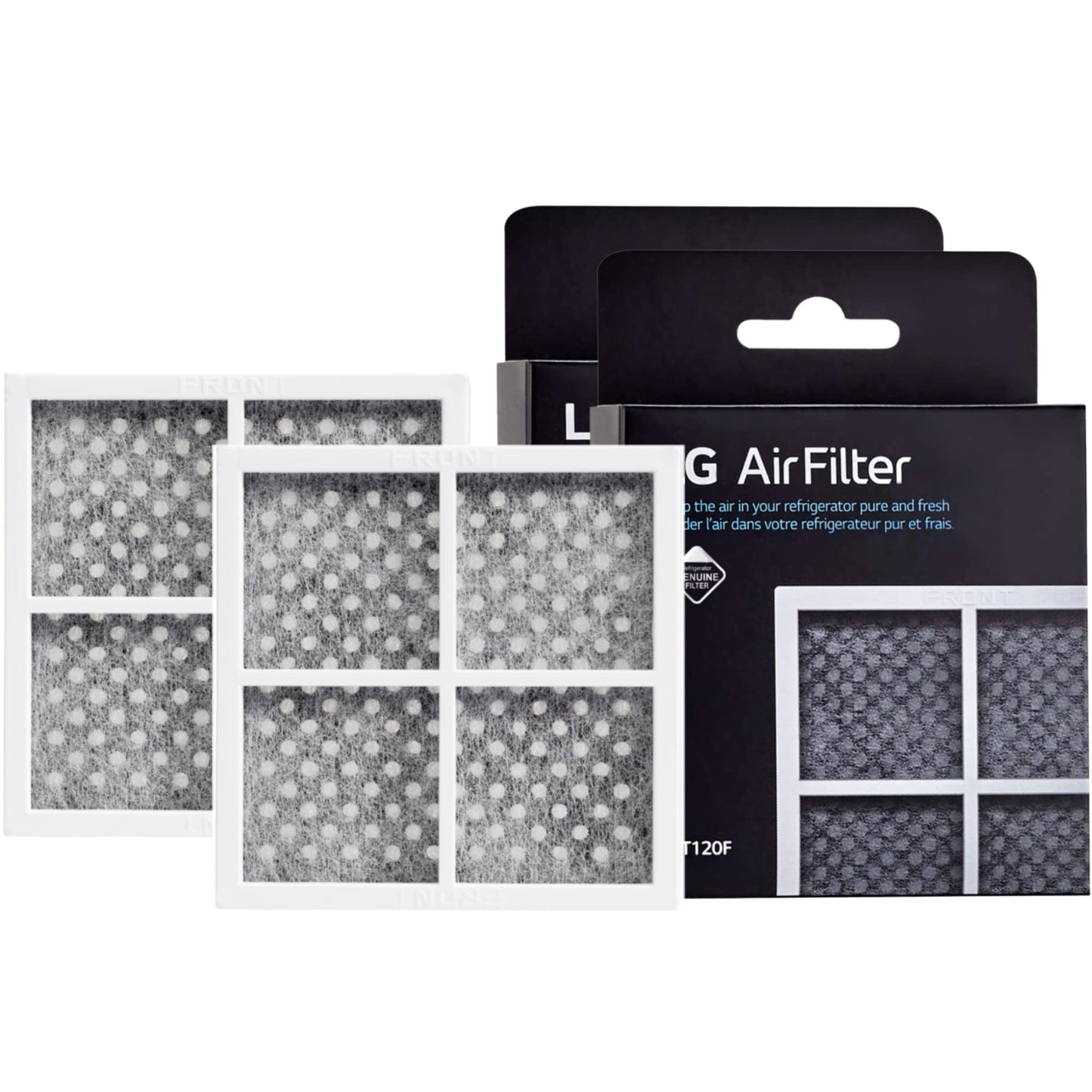 LG OEM Refrigerator Air Filter Replacement (2 Pack) - Compatible with LG LT120F, Kenmore Elite 46-9918, ADQ73214402, ADQ73214403, ADQ73214404, ADQ73334008