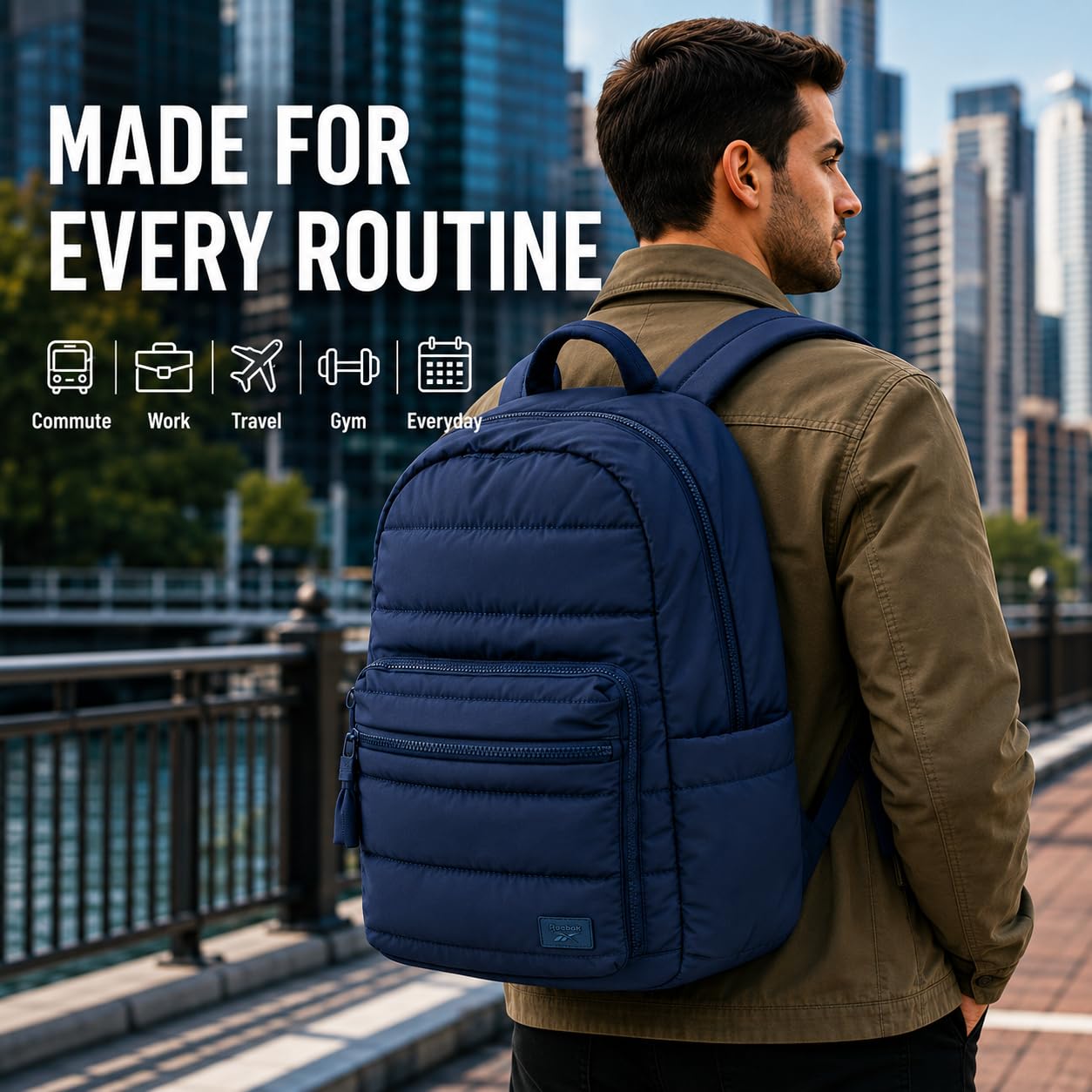 Reebok Backpack - Multipurpose Lightweight Carry On Everyday Laptop Gym Travel Commuter Backpack, Skyler Blue, One Size, Element School Backpack