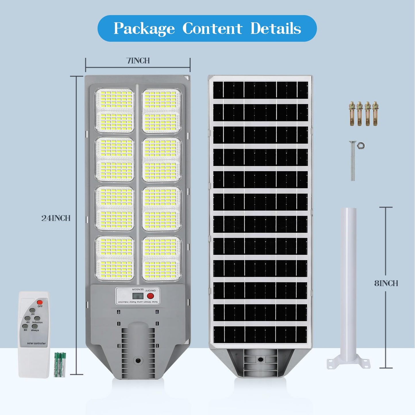 Willmind Solar Street Light Outdoor: Motion Sensor with 3 Modes 2400W, Remote Control, IP65 Waterproof, Parking Lot Lights, Dusk to Dawn, 2500LM, Security Lights, for Outside, Yard, Garage