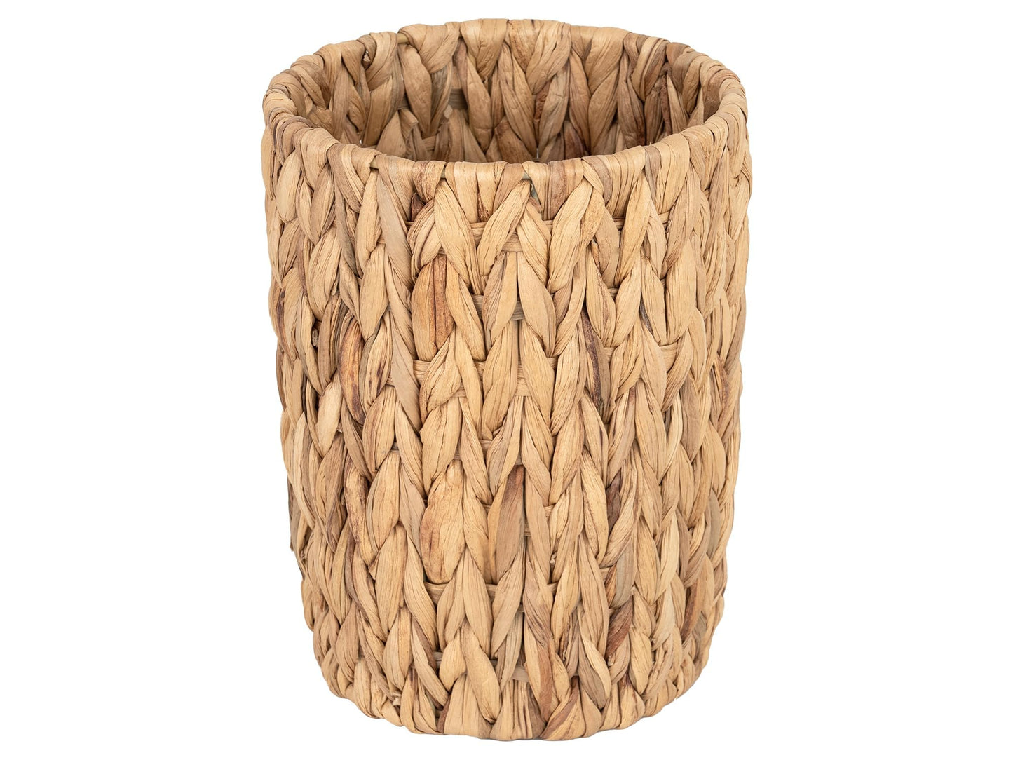 StorageWorks Wicker Waste Basket, Small Trash Can with Handwoven Water Hyacinth, Rattan Bin for Bedroom, Bathroom, 1 Pack