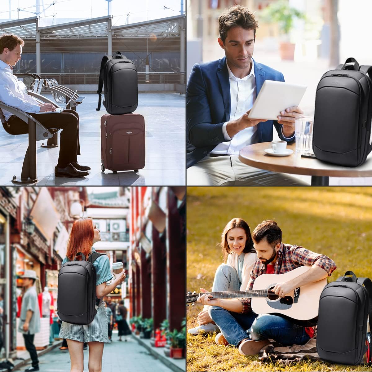 Slim Laptop Backpack,Lightweight Expandable High-Tech Business Work Backpack for Men and Women,15.6 Inch Waterproof Anti-theft Travel Backpack Durable College Casual Daypack Computer Bag - Black