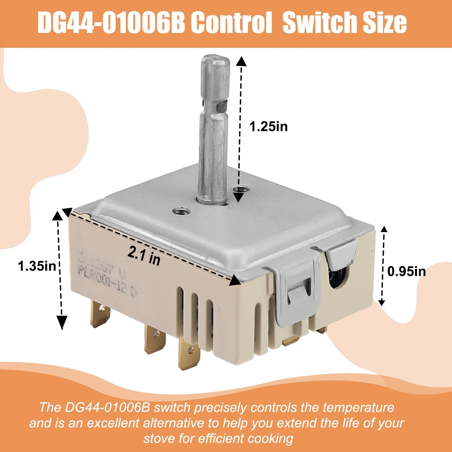 DG44-01006B PER001-12D Dual Infinite Switch Compatible with Samsung Range Surface Element Control, DG44-01006B Dual Infinite Switch Replaces for Samsung PER001-12D, for Stove Replacement Parts