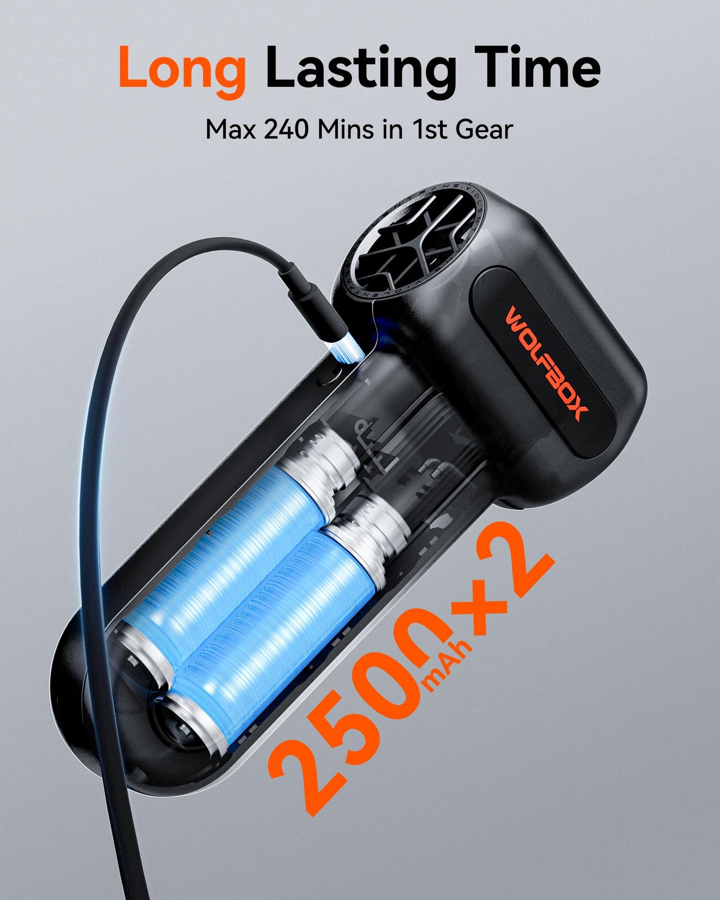 WOLFBOX MF60 Compressed Air Duster -110000RPM Super Power Electric Air Duster, 3-Speed Adjustable Rechargeable Cordless Air Blower with Fast Charging for PC Keyboard Cleaning, Car, Home, 5 Nozzle