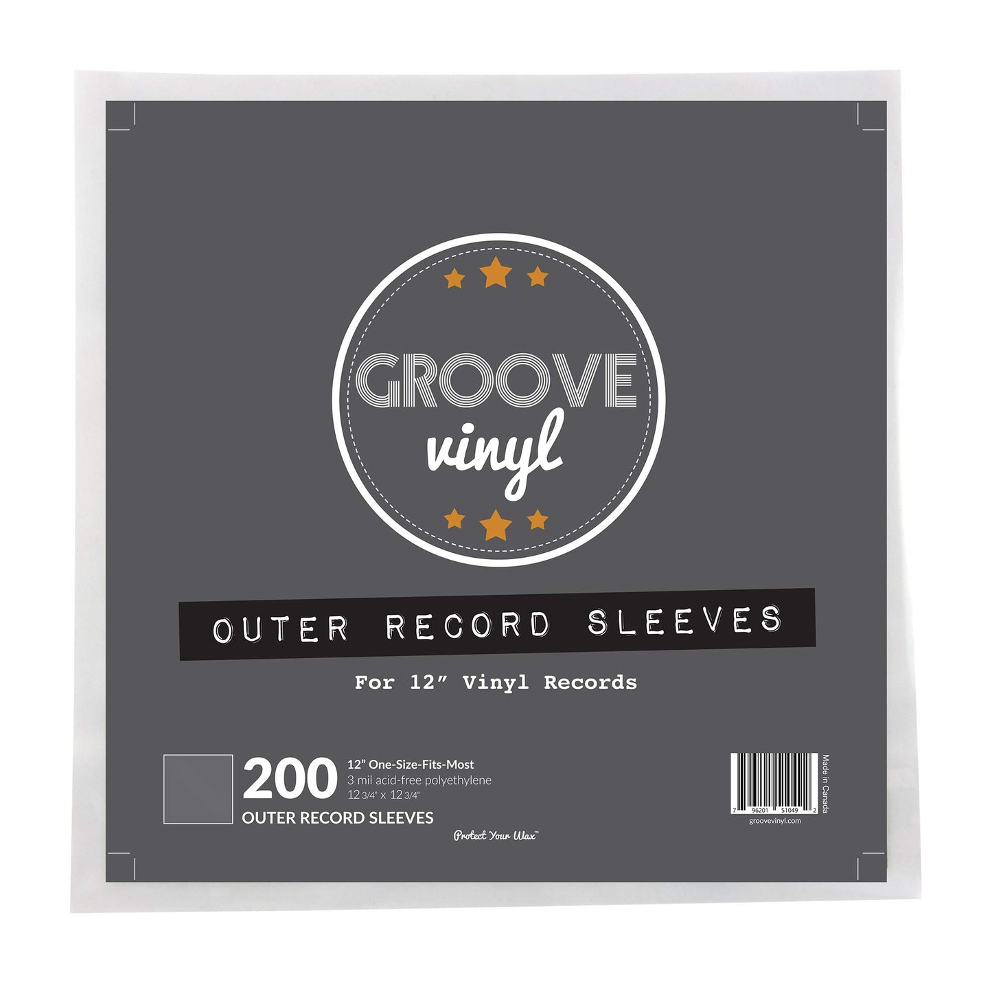 Groove Vinyl 12 Inch Outer Record Sleeves (Plain Jane) (12 Inch, 200)