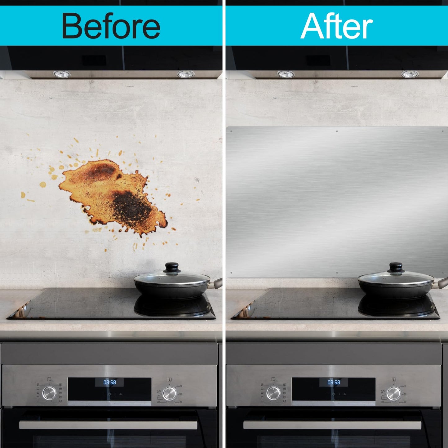 Thicken Heavy Range Hoods Stainless Steel Backsplash,Panel Splatter Guard for Stovetop,6 Pre Drilled Holes for Easy Installation,Keep The Walls Clean, Bright and Beautiful (30" x 24")