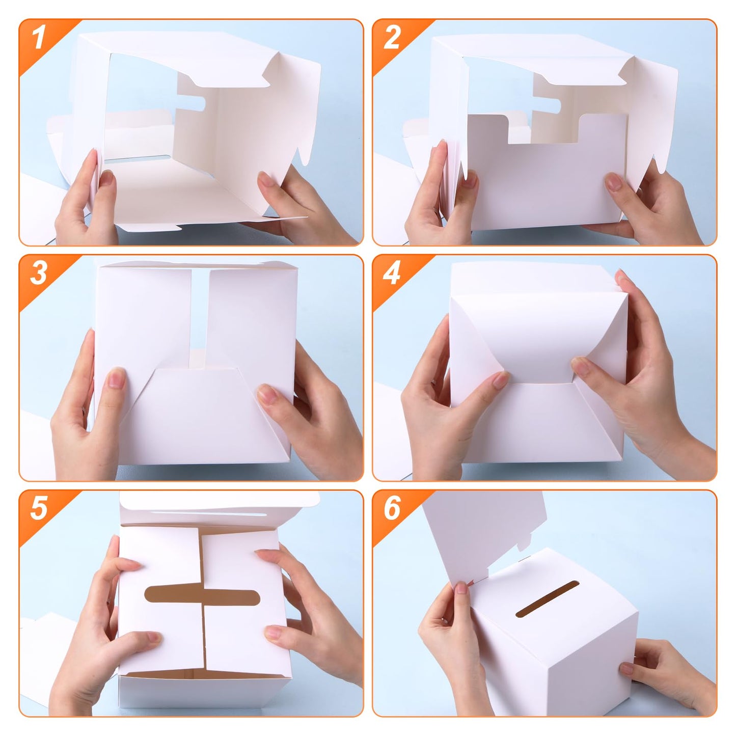 24 Pcs Ballot Box Raffle Box Donation Box for Fundraising, 6 X 6 X 6 Inch Cardboard Raffle Ticket Box with Slot Suggestion Box Removable Header Charity Box for Collecting Business Card Voting (White)