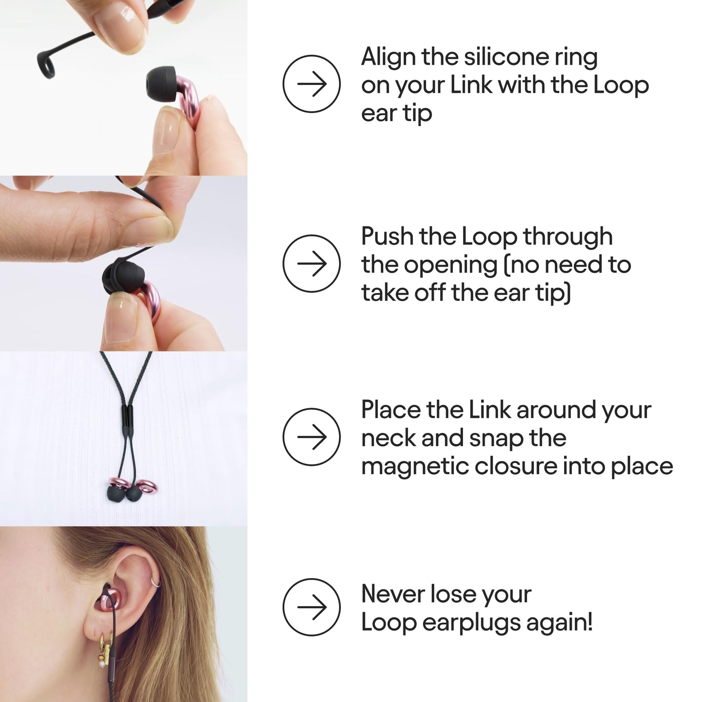 Loop Link Safety Connector Cord – Official Connector Cord For Loop Earplugs | Magnetic Tug-Resistant Safety Cord | Compatible With Loop Quiet/Engage/Experience | Speckled Lilac