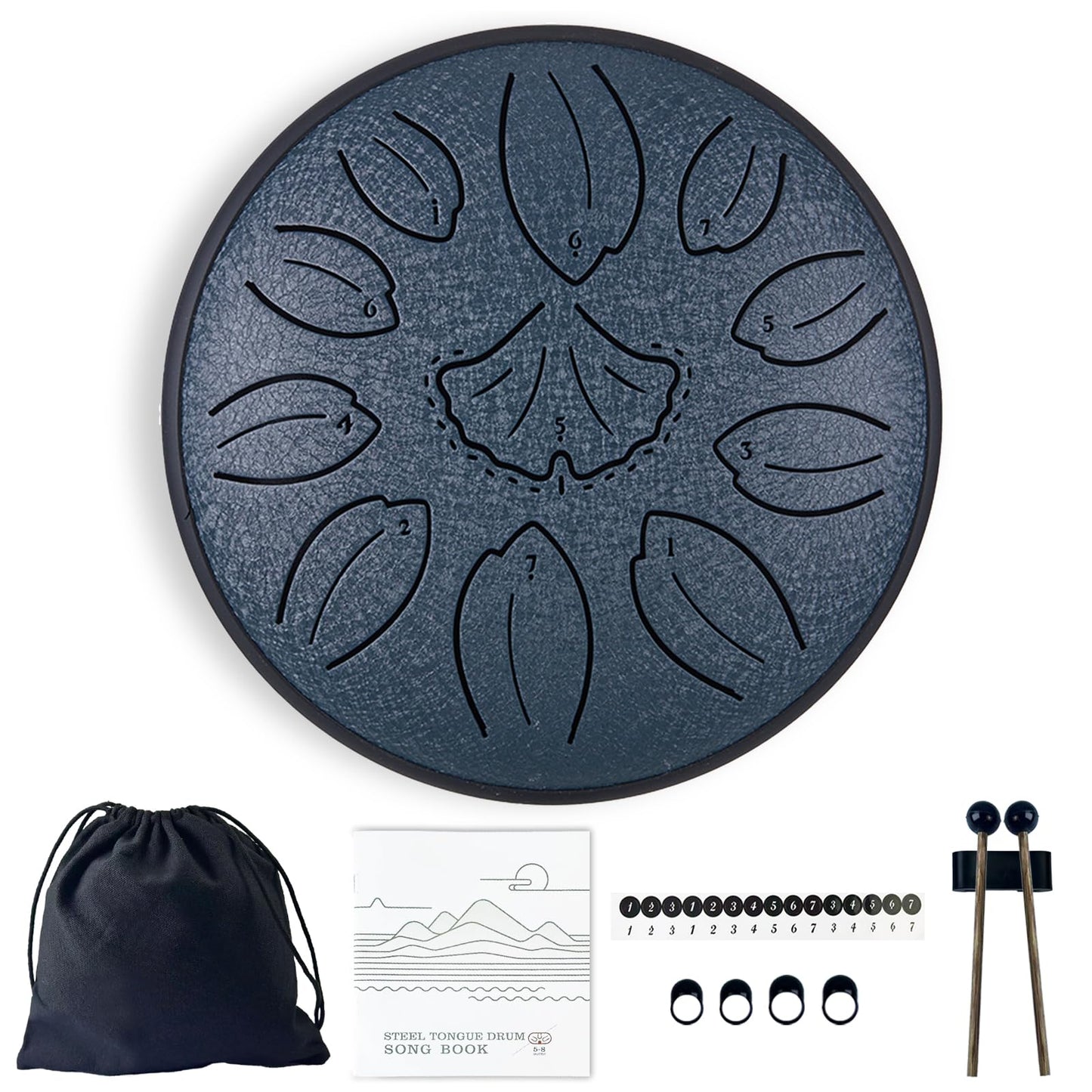 TUOKING Steel Tongue Drum 6 Inch 11 Notes C Key Rain Drum for Adults and Beginners, Handpan Drum Sound Healing Musical Instrument Gift for Meditation, Yoga, Music Lovers(Navy Blue)