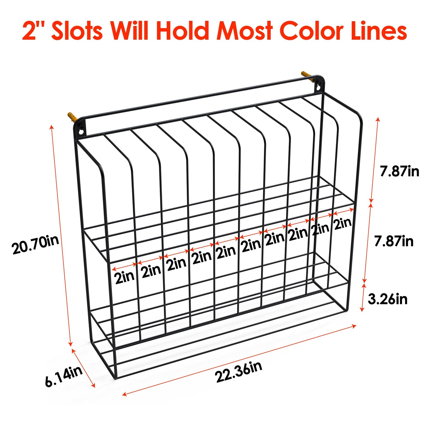 Yeshine Large Hair Color Organizer - 2-Tier Metal Rack for Salon Storage, Wall Mount Tube Holder, Black