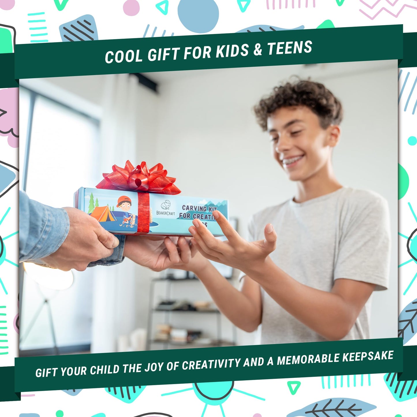 BeaverCraft Wood Carving Kit for Kids DIY 08 - Whittling Kit for Beginners - Hobby Kits for Boys – Whittling Set Includes Safety Wood Carving Knife for Kids, Basswood Blocks