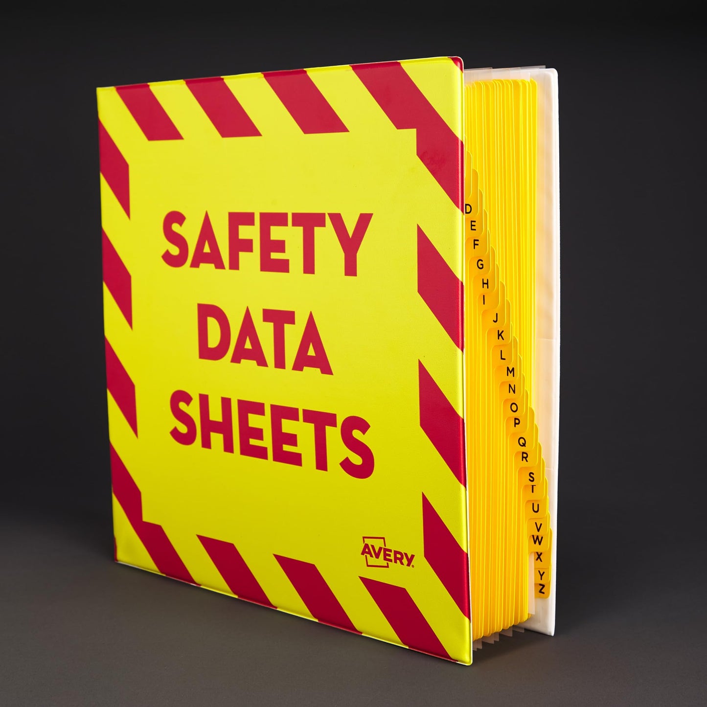 AVERY Heavy-Duty Industrial SDS Binder, 2 One-Touch EZD Rings, 540-Sheet Capacity, Yellow/Red Border (18951), Red, Yellow, 2"