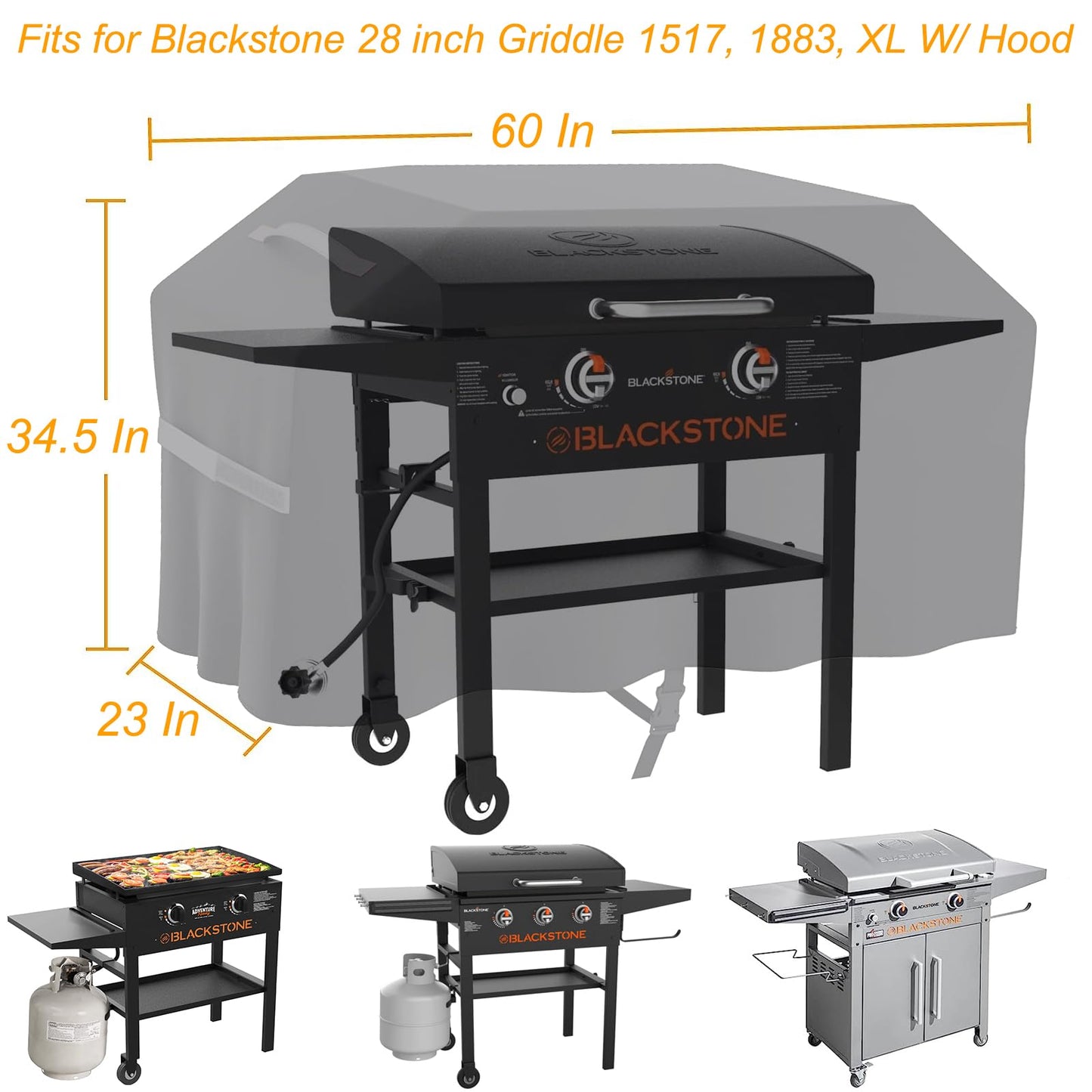 28 Inch Griddle Cover for Blackstone 28 inch Griddles with Hood 1883,1924,Waterproof Lightweight Oxford 5483 Griddle Cover for Blackstone 28" Grill Cooking Station with Hood