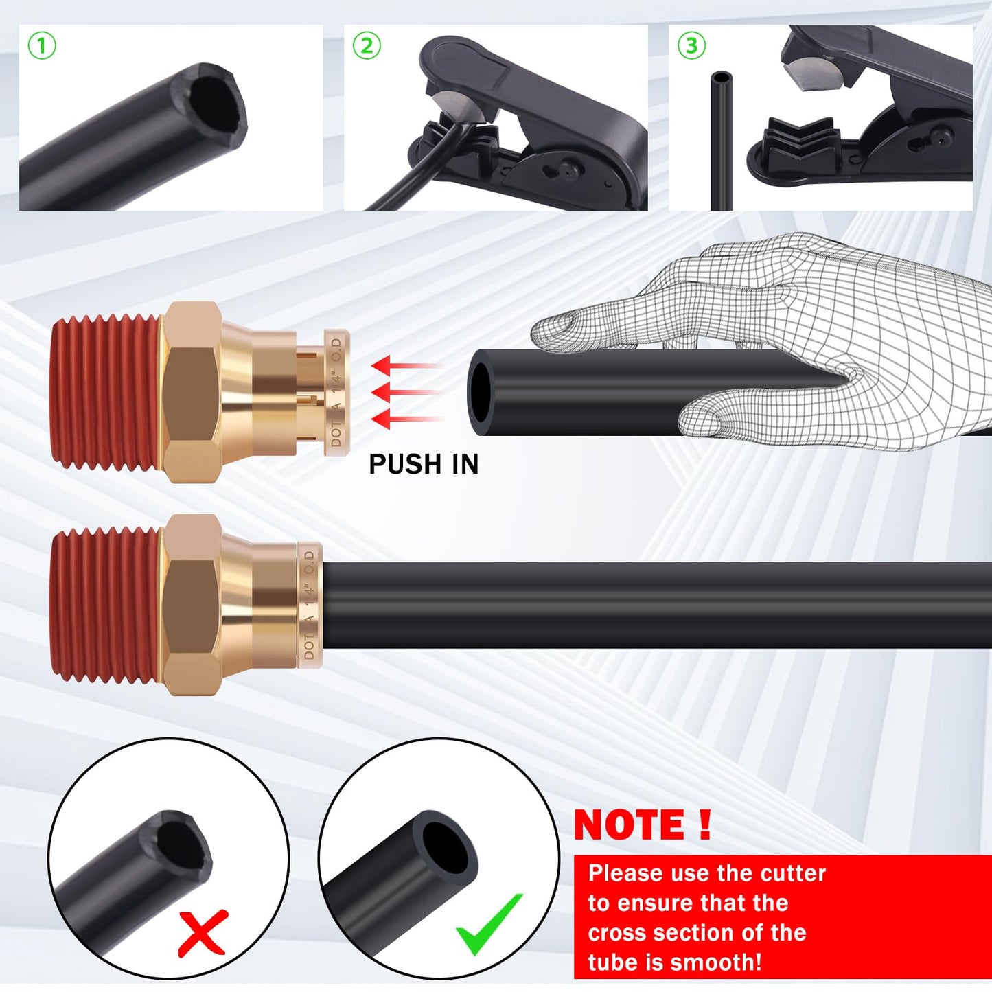 CheeMuii 50 FT DOT Air Line With Brass Fittings Kit for Air Bags Suspension - 1/4" Service Kit With Inflation Schrader Valves