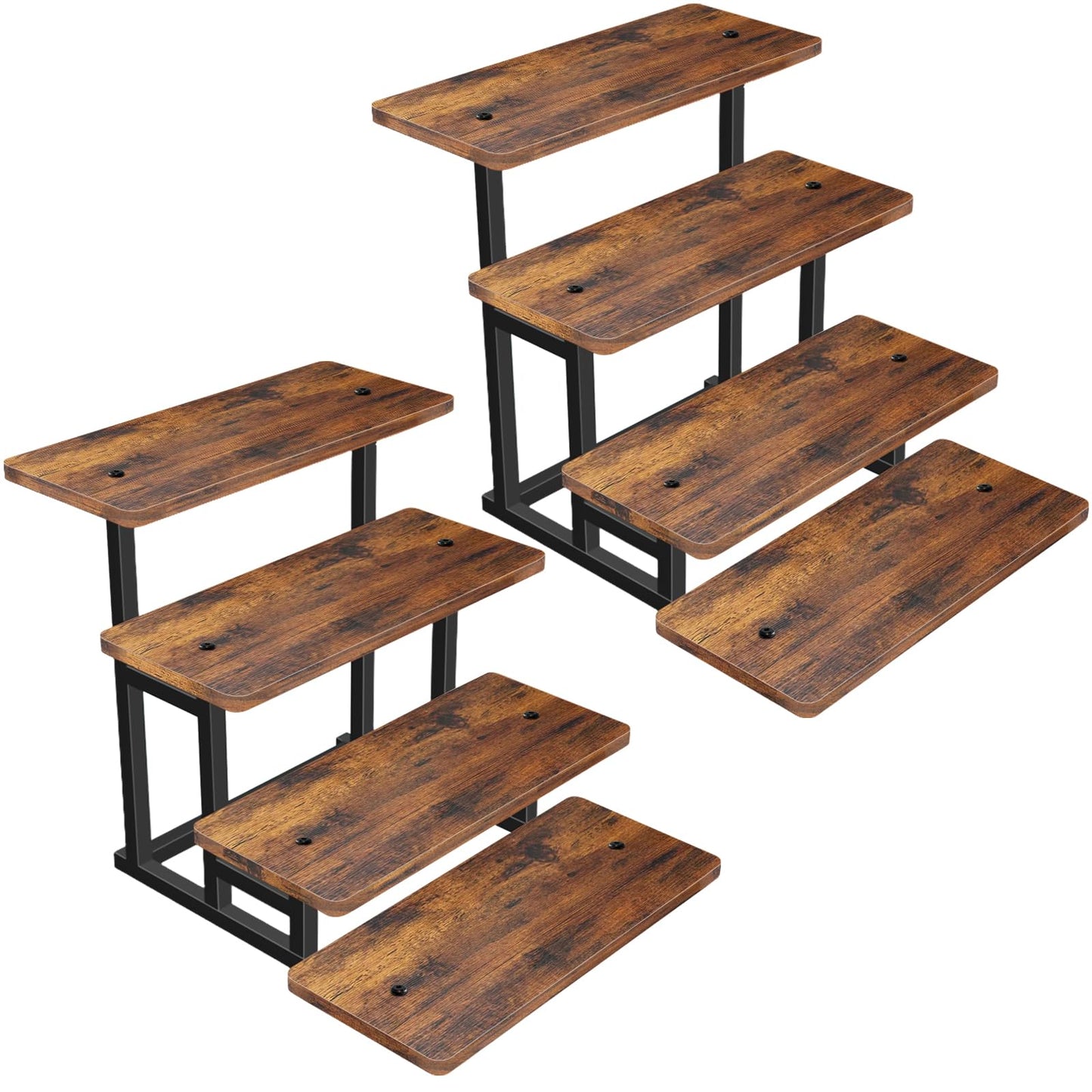 Lily Cupcake Stand for 50 Cupcakes, 2 PACK Wooden Dessert Table Display Set for Wedding Cupcake Tower, Stepped Tiered Tray Stand 4 Tier Risers Display Stands Serving Trays for Party Market Display