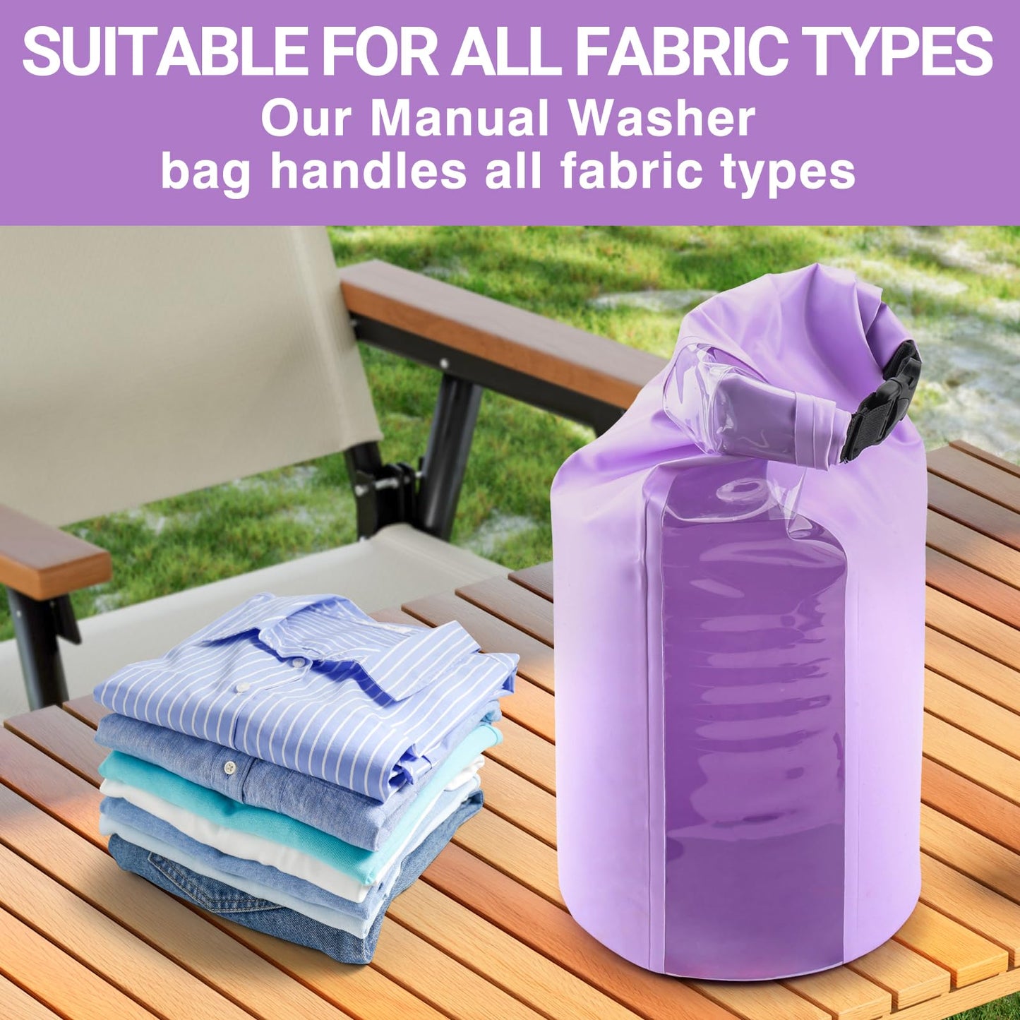 Travel Washing Machine & Retractable Clothesline - Hand Washing Machine & Portable Clothes Washer - Durable Travel Laundry Wash Bag - Portable Manual Clothes Washer