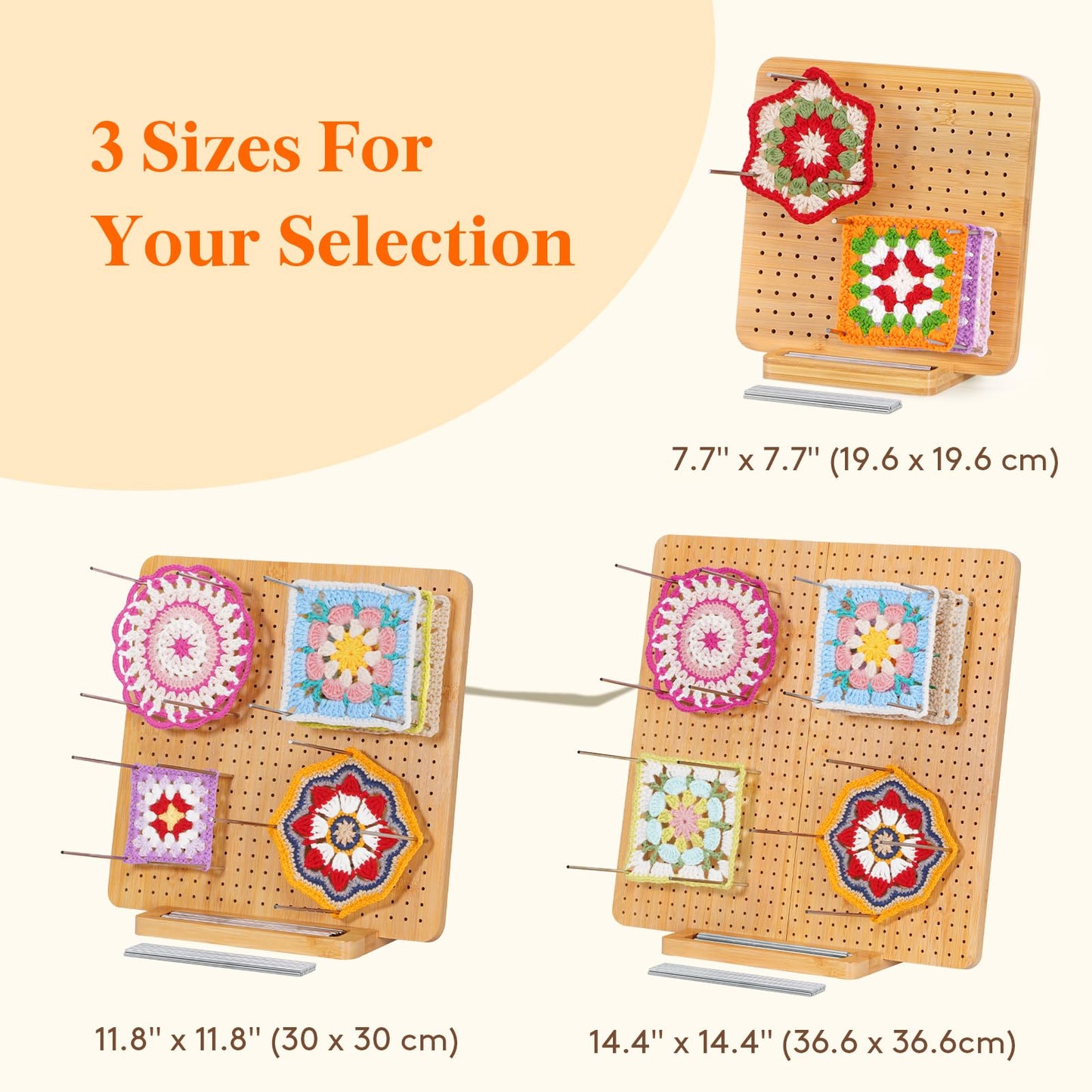 Lifewit 11.8" Crochet Blocking Board with 20 Pegs, Bamboo Granny Square Blocking Board for Knitting and Crochet Projects, Blocking Mats for Crocheting, Crocheting Accessories Gifts for Crocheters