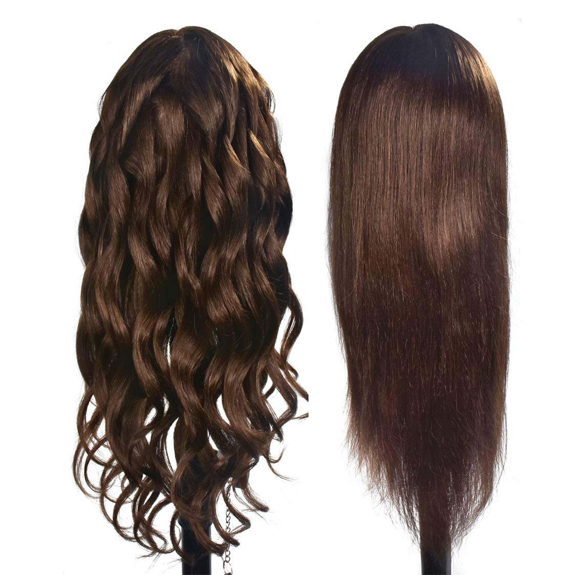 20" -22" Training Head with Human Hair Mannequin Head Manikin Doll Head for Brading Hair Hairdressing Hair Styling Head with Free Table Clamp