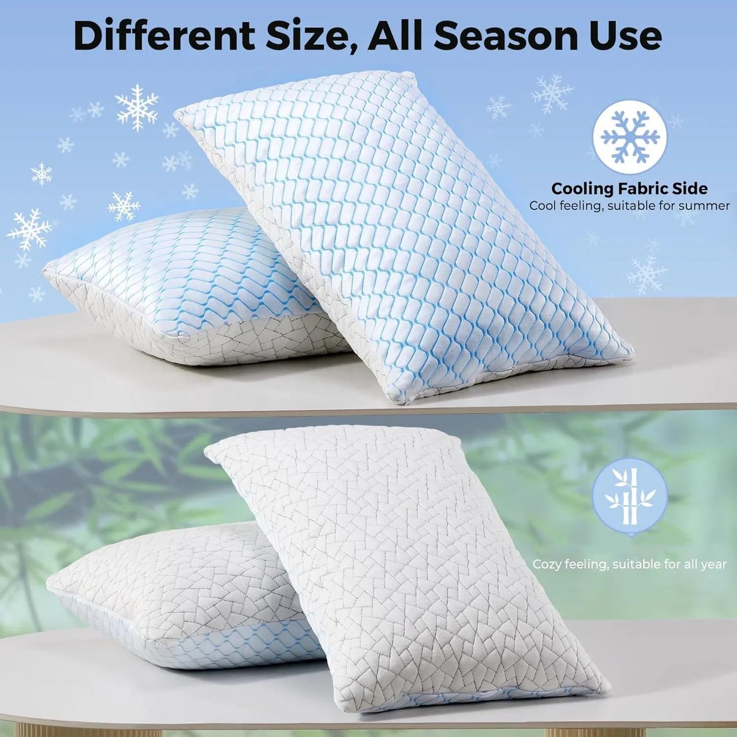 puredown King Size Pillows Set of 2, Shredded Memory Foam Pillows, Cooling Pillow King 2 Pack, Foam Pillow for Sleeping, Adjustable Firm Bed Pillow for Side, Back and Stomach Sleepers