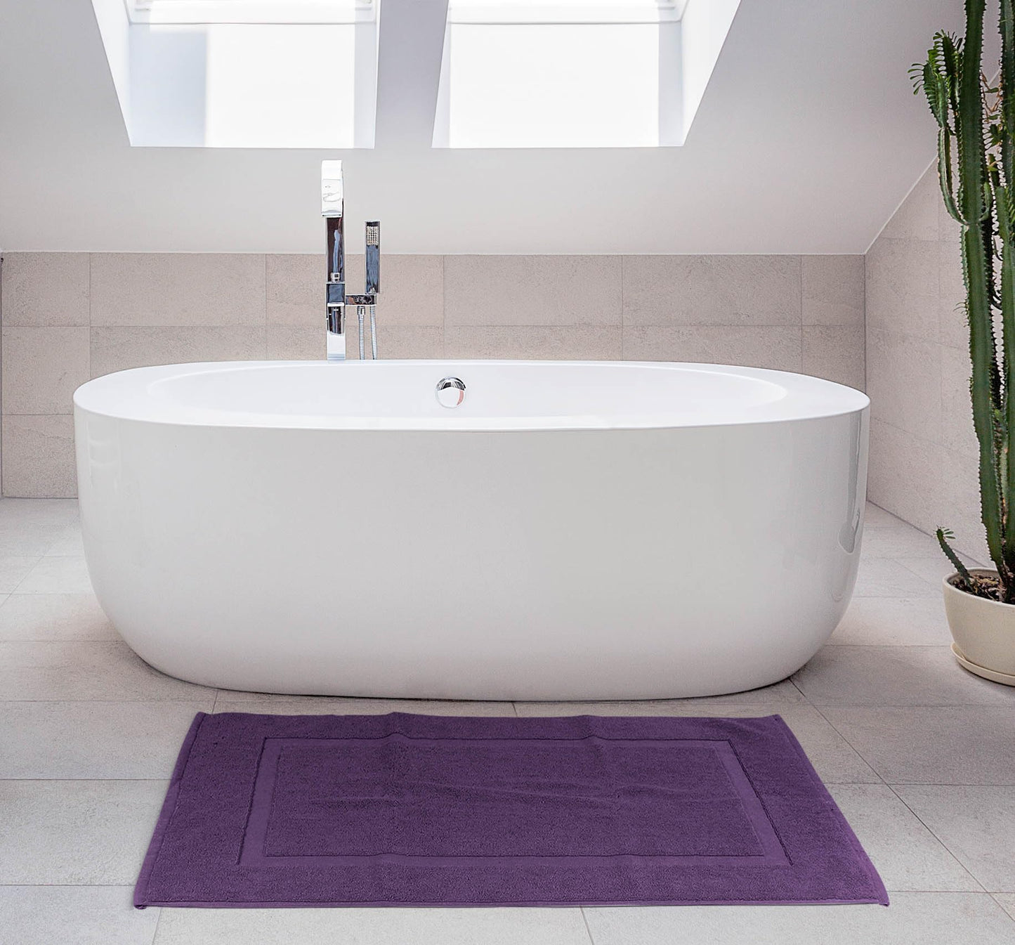 Utopia Towels Cotton Banded Bath Mats, 2 Pack, Not a Bathroom Rug, 21 by 34 Inches, 100% Ring Spun Cotton, Highly Absorbent Shower Bathroom Floor Towel, Plum