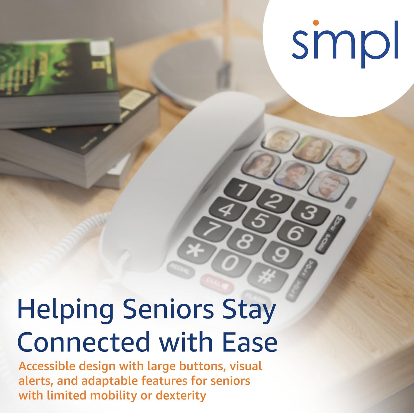 SMPL Landline Photo Memory Big Button Phone for Seniors - One-Touch Dialing, Large Buttons, Amplify by Call, Alzheimer's, Dementia - Ideal Phone for Seniors (Model 56010)