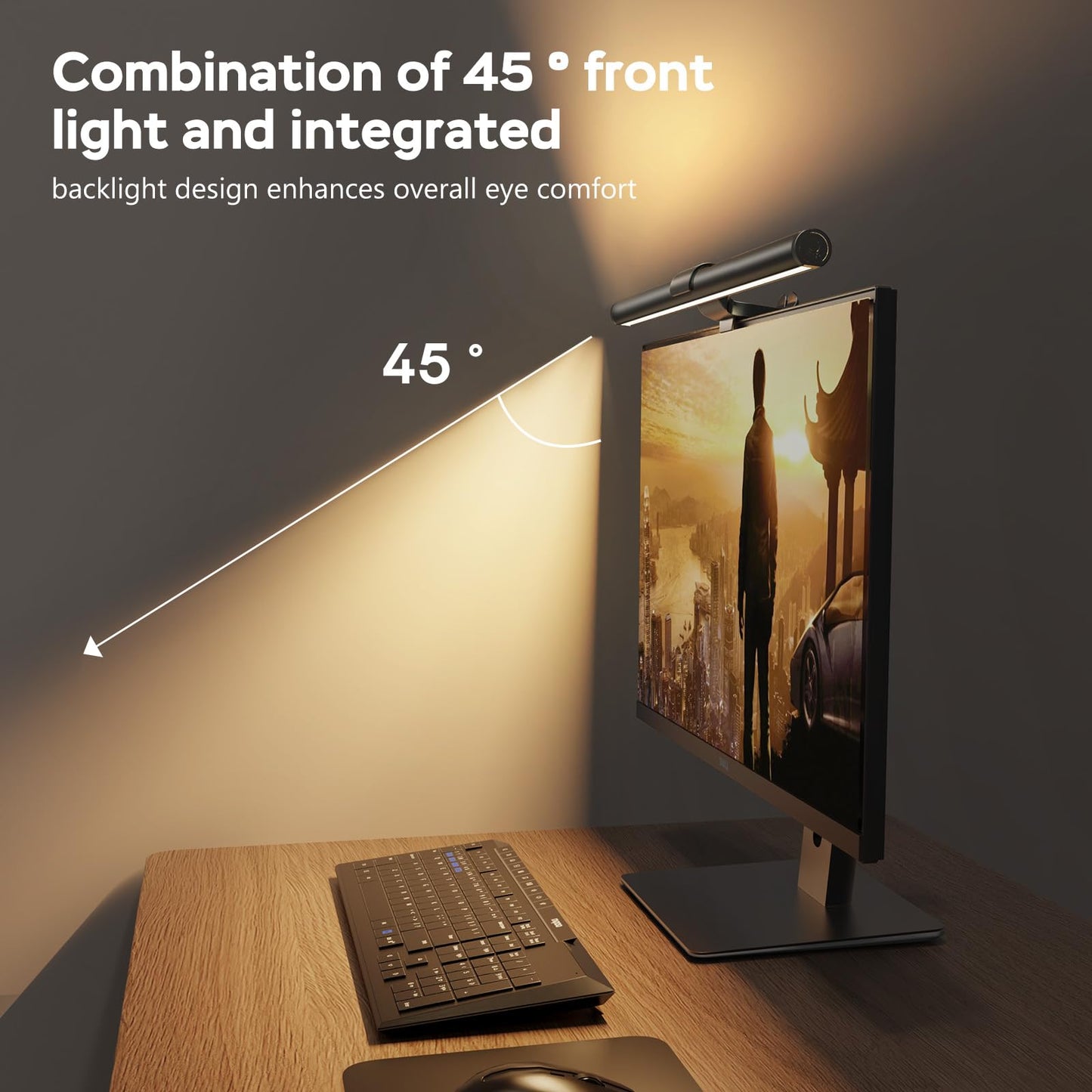 OOWOLF Monitor Light Bar with Remote, Ra95 Computer Monitor Lamp for Eye Caring, USB Reading Lamp Task :Lamp, Dimmable Light Bar with Backlight, No Glare Space Saving Home Office 16.14" 1-Pack