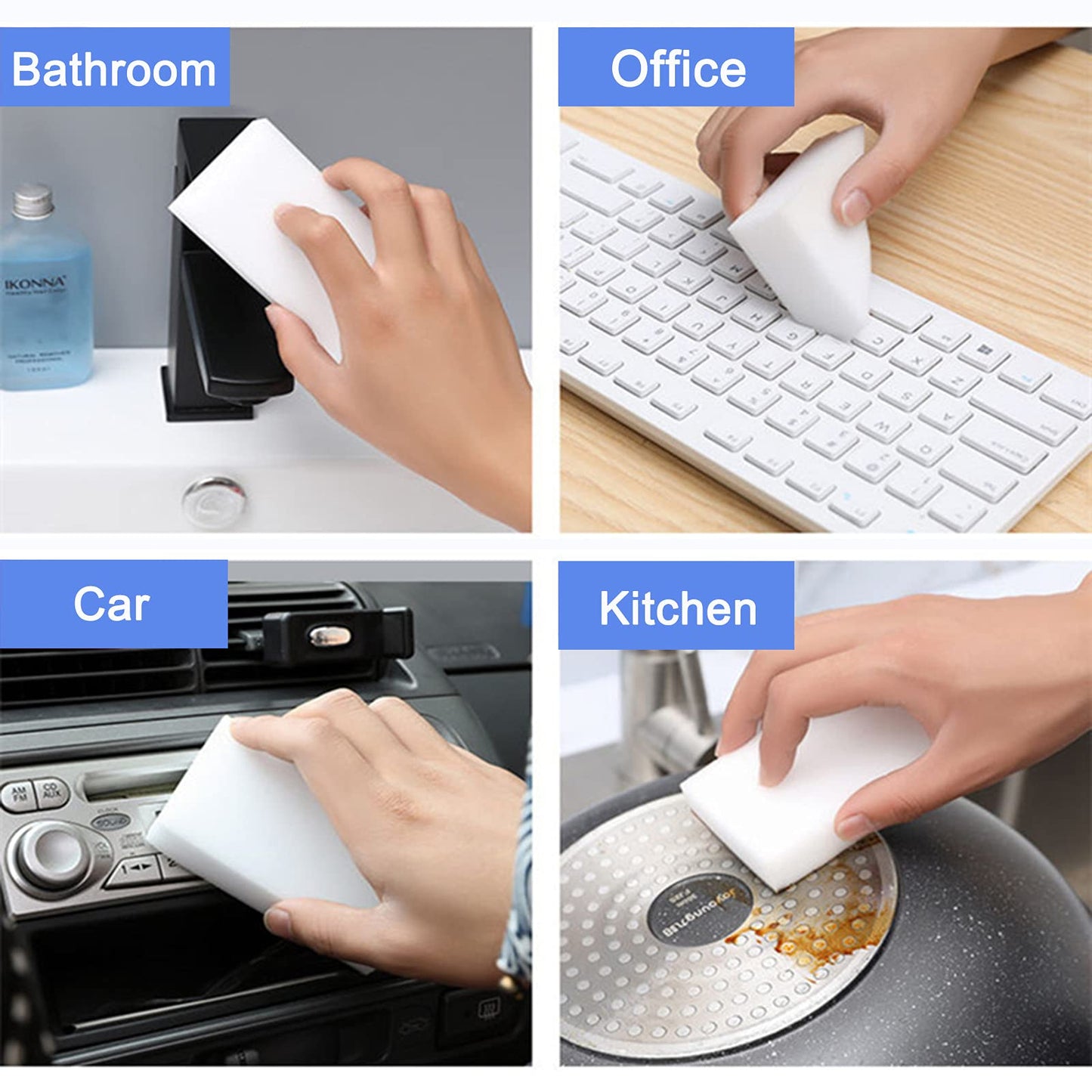100Pack Magic Sponge Eraser | Extra Large Melamine Sponge Foam in Bulk | Multi-Functional Household Cleaning Sponge for Kitchen, Bathrooms, Sink, Walls, Vehicles, Shoes | No Scratch Cleaning Pads