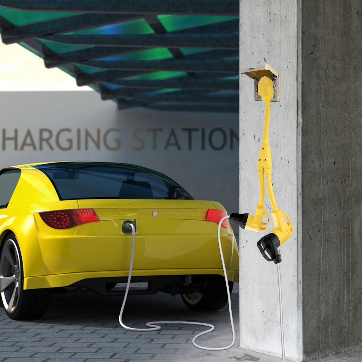 RealPlus 4 Prong Dryer Y-Splitter 30 Amp, NEMA 14-30P to (2) NEMA 14-30R, STW 10AWG 4C Power Cord Adapter for Multiple Outlet Dryer Outlet, 3 Feet (Yellow)