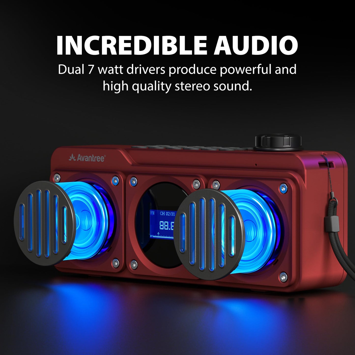Avantree Boombyte - Portable Digital FM Radio & Bluetooth Speaker with Superb Stereo Sound, Metal Finish, Long Rechargeable Playtime, and Support for Micro SD Card & USB Audio Input