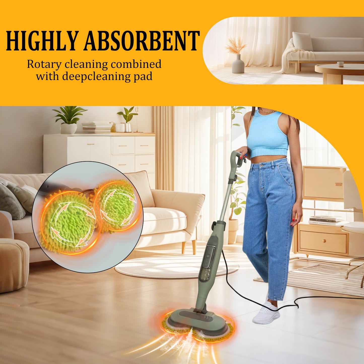 HXZIYI S7000 Replacement Steam Mop Pads for Shark S7001 S8201 S7000AMZ S8001 S7000 S7001TGT S7005 S7020 steam and Scrub mop Frosted Pad with Serrated Locator Ring(6Pack) (Gray)