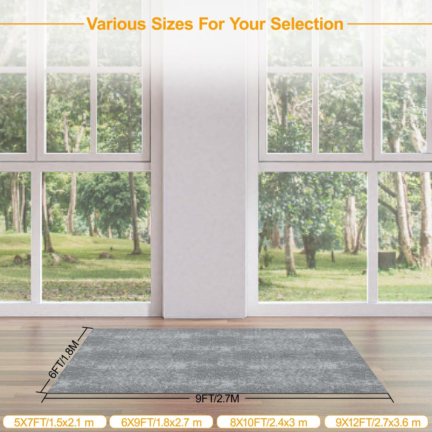 5 x 7 FT Non Slip Felt Rubber Backing Rug Pad, Thick Felt Rug Pads for Hardwood Floors, Underlay Rugs Protective Cushioned Pads for Carpet, Felt and Rubber Underfoot Carpets for Home Place Surface