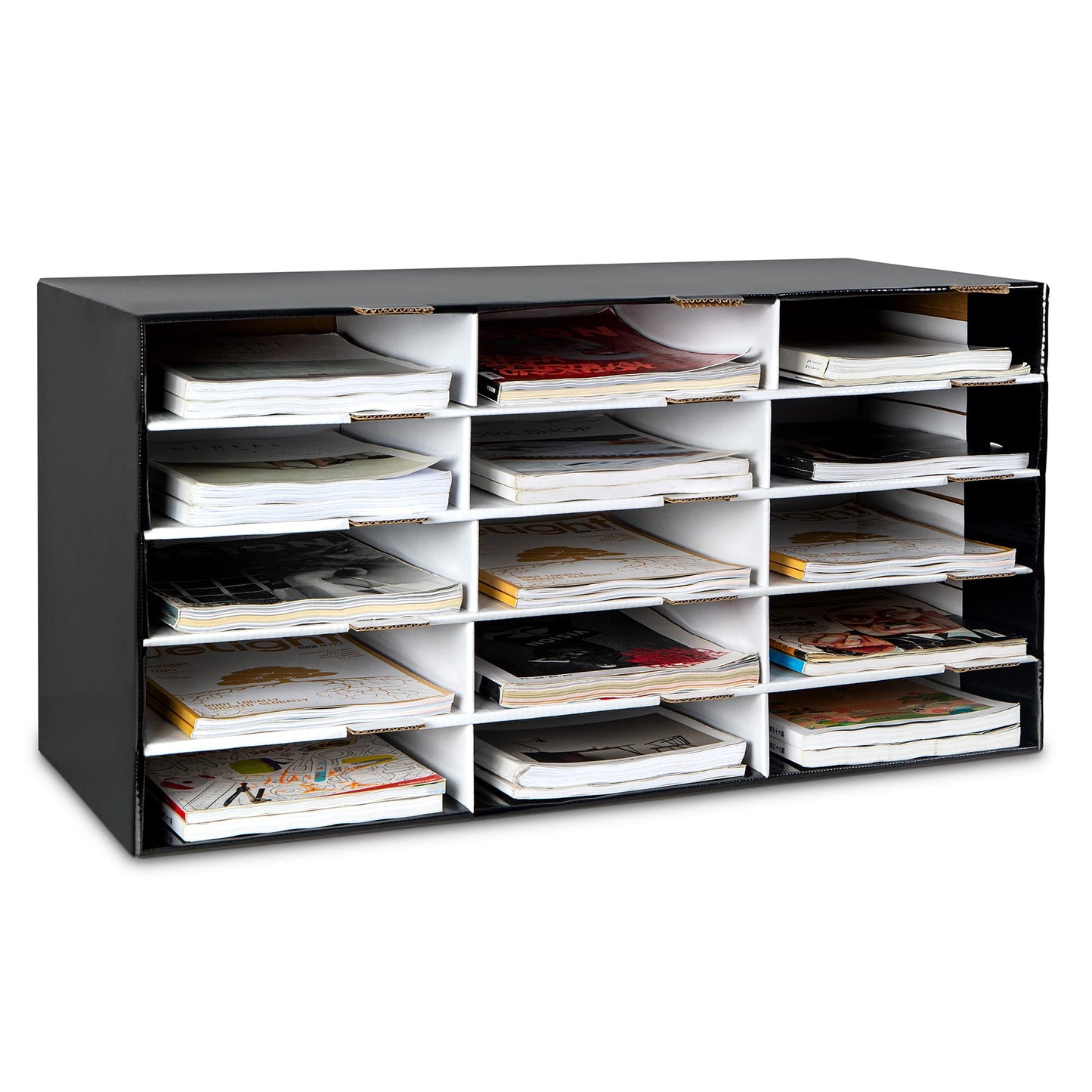 Amazon Basics File Organizer, Corrugated Cardboard, 15 Slots, Black