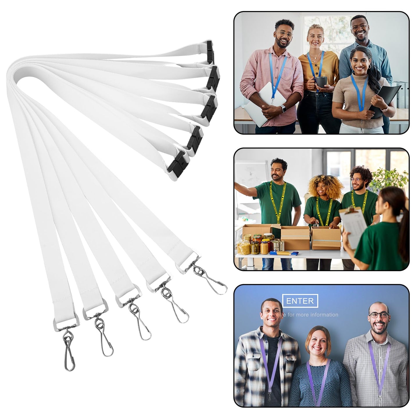 Yeaqee Pack of 30 Sublimation Lanyard Blanks Breakaway with Detachable Buckle White Heat Transfer Lanyards for Custom Personalized Bulk for ID Card Badge Holder Teachers Workers