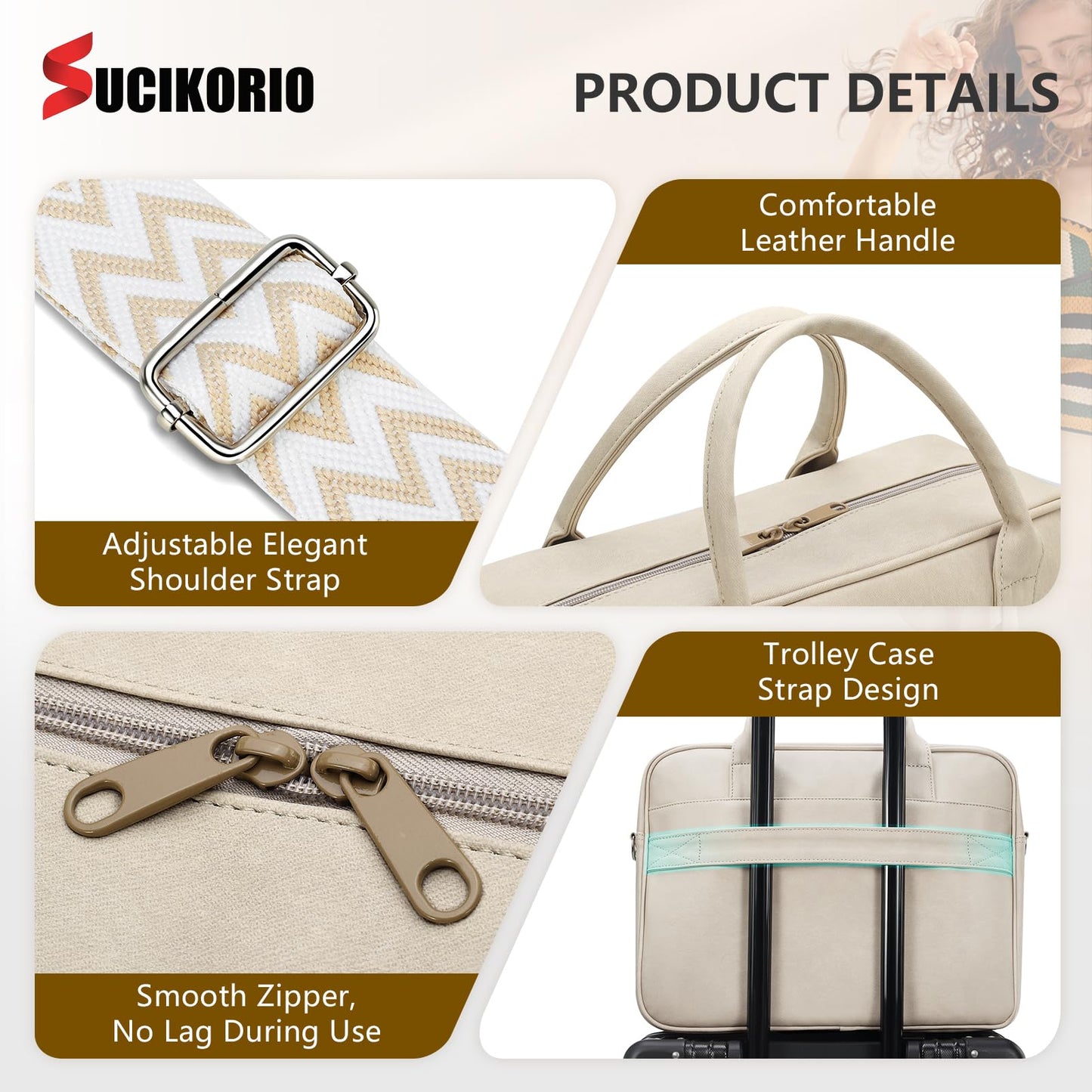 SUCIKORIO Teacher Tote Bag Women 17inch PU Leather Laptop Briefcase Nurse Office Bags Professional Work For Nursing, College