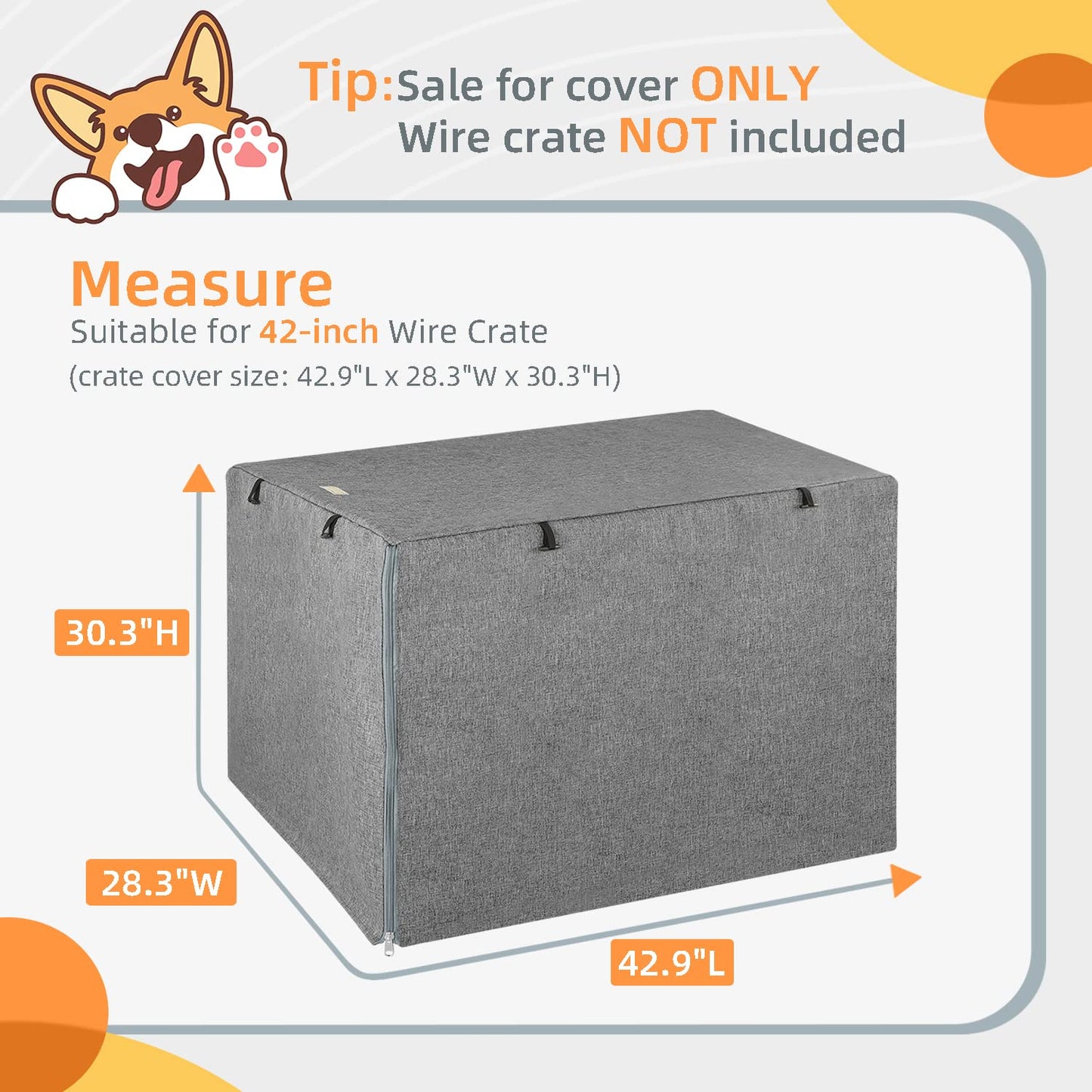 Seiyierr Double Door Dog Crate Cover, Dogs Kennel Covers for Metal Puppy Crates, Lightweight 600D Polyester Indoor/Outdoor Protection (Fits 24 30 36 42 48 inches Wire cage)
