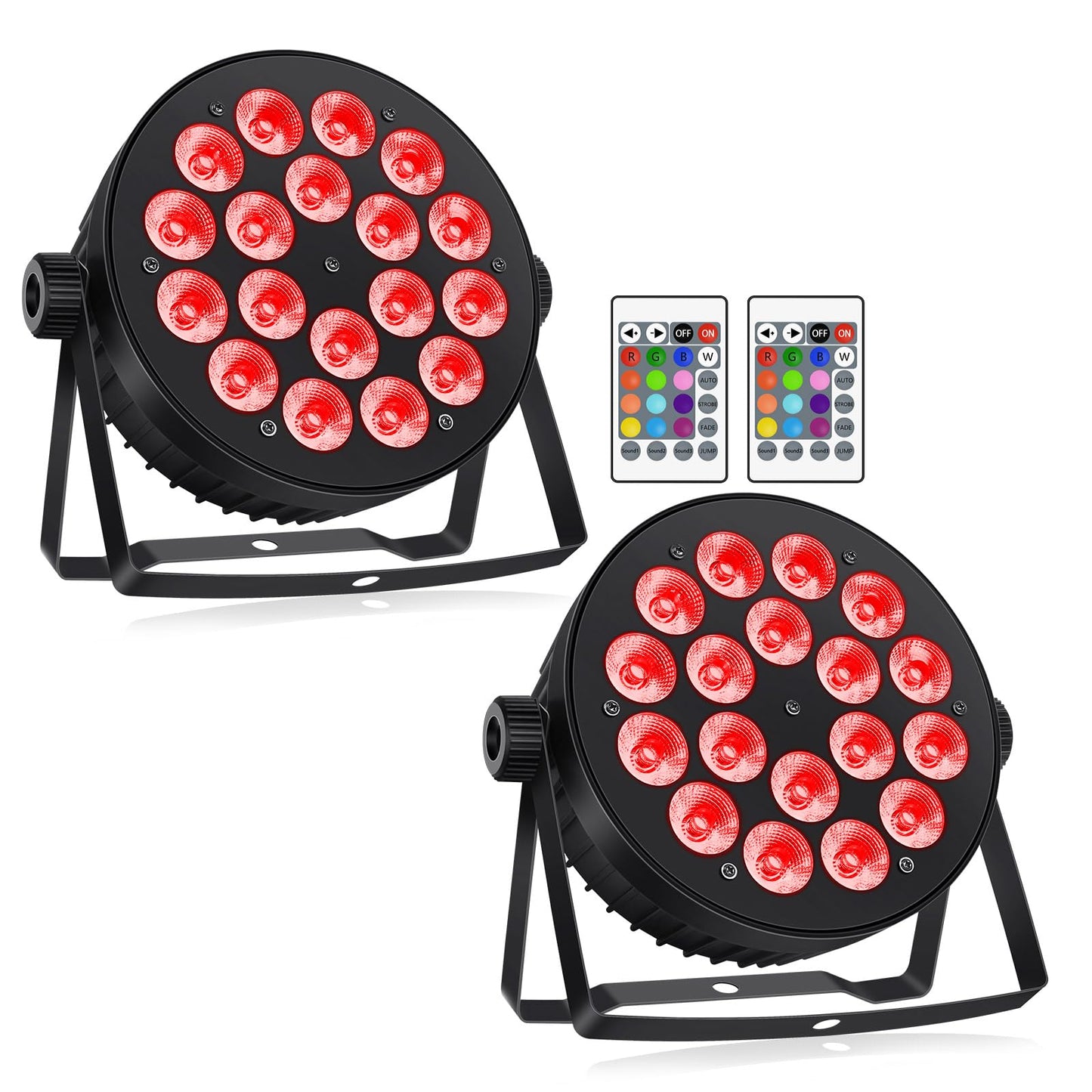 ENDYSHOW LED Par Lights,90W 18 LED RGBW 4IN1 LED Stage Par Lights LED DJ Par Can Light Sound Activated Auto Play by Remote & DMX Control for Events Wedding Party DJ Stage Live Show 2Pack