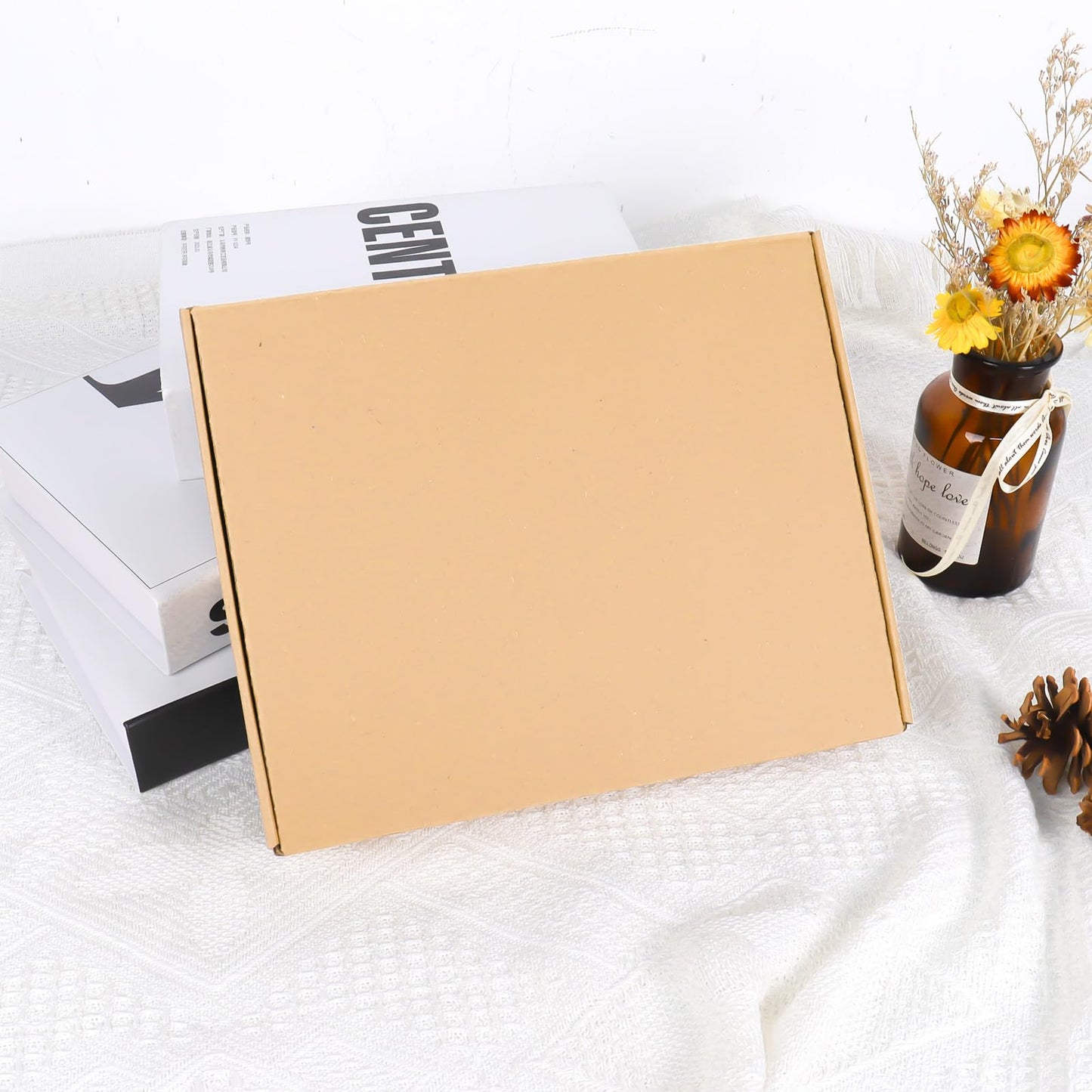 OUGEBOX 10x8x2 Inch Brown Corrugated Cardboard Shipping Boxes, 30 Pack for Small Business, Packaging, Mailing, Gift Boxes