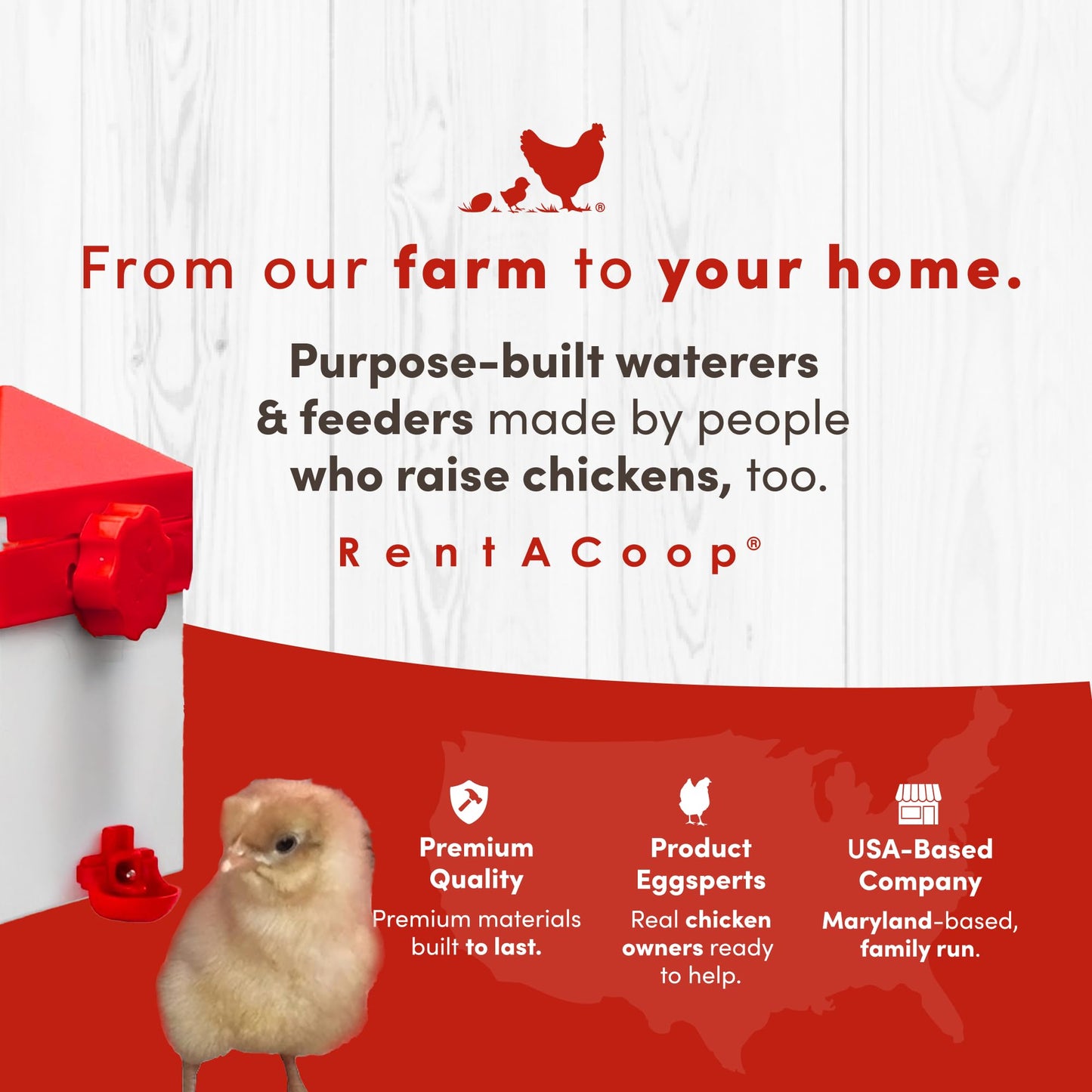 RentACoop 64oz(2L) Drinker Plus 2 Versatile Nipples - Suitable for Chicks, Quail, Pigeons, Doves, and Other Smaller Birds